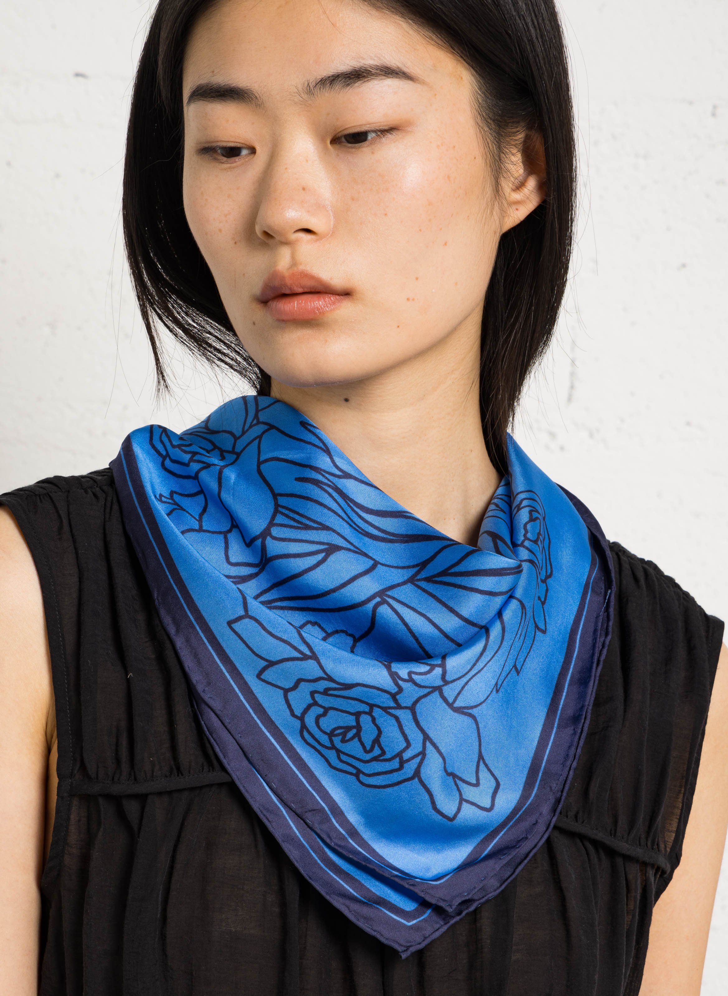 Aclaudie screen-printed silk scarf BECKSONDERGAARD Blue