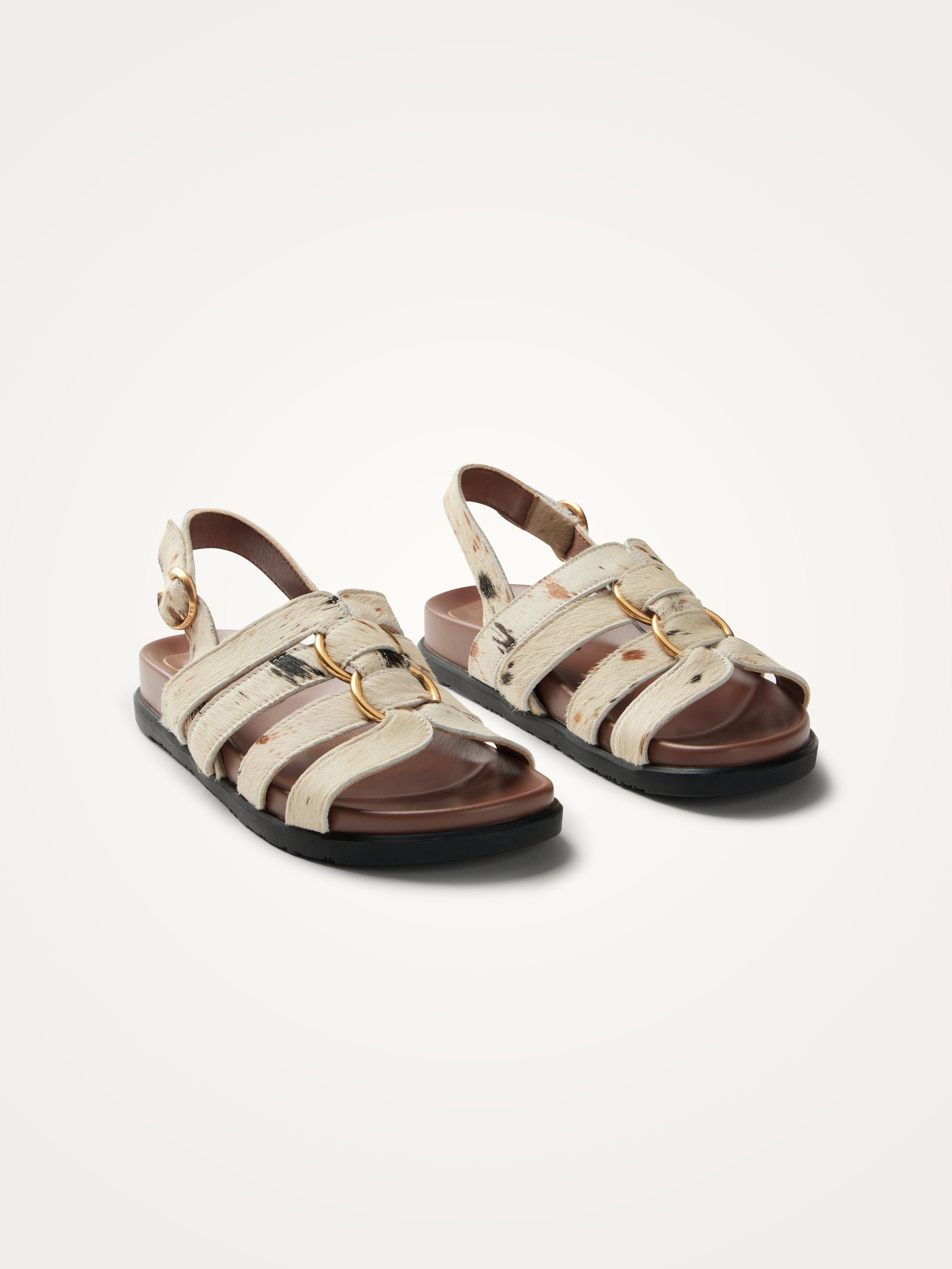 Flat sandals with multiple cowhide straps and buckle VANESSA WU Multicolored