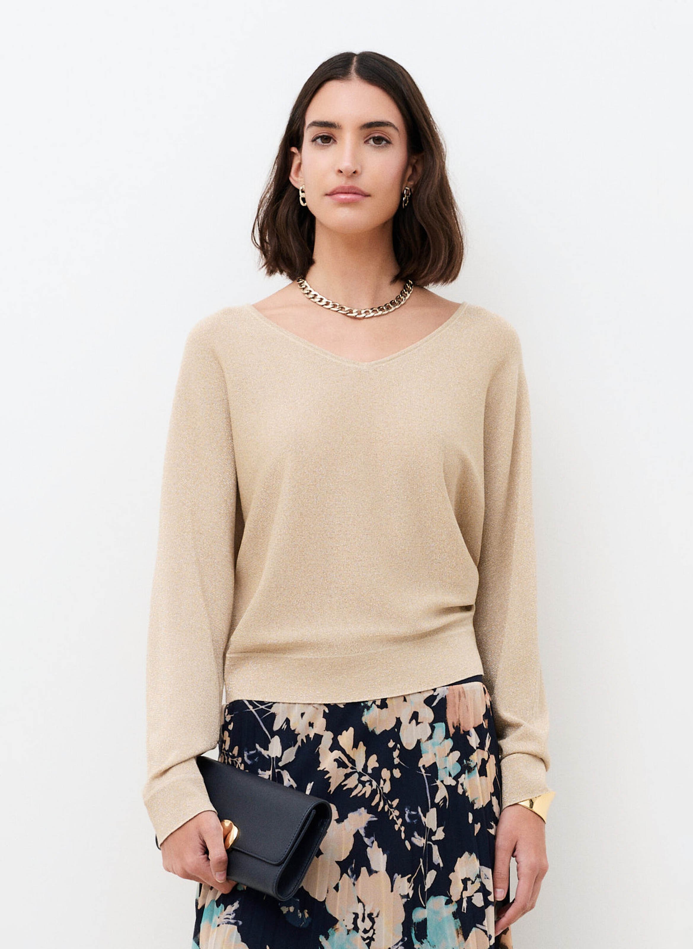 Pull col V  CAROLL Beige
