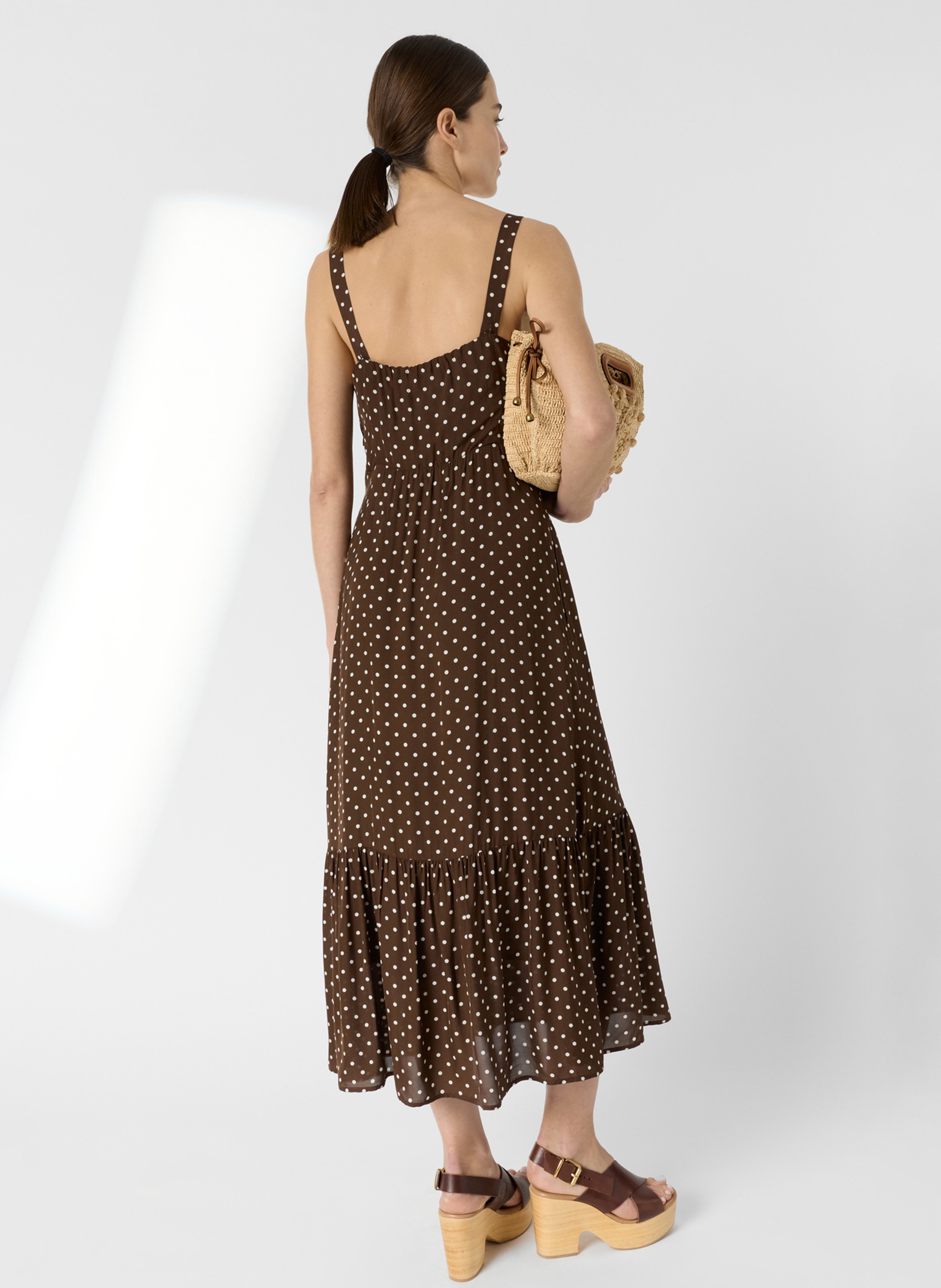 Robe longue col V imprimée GERARD DAREL Marron