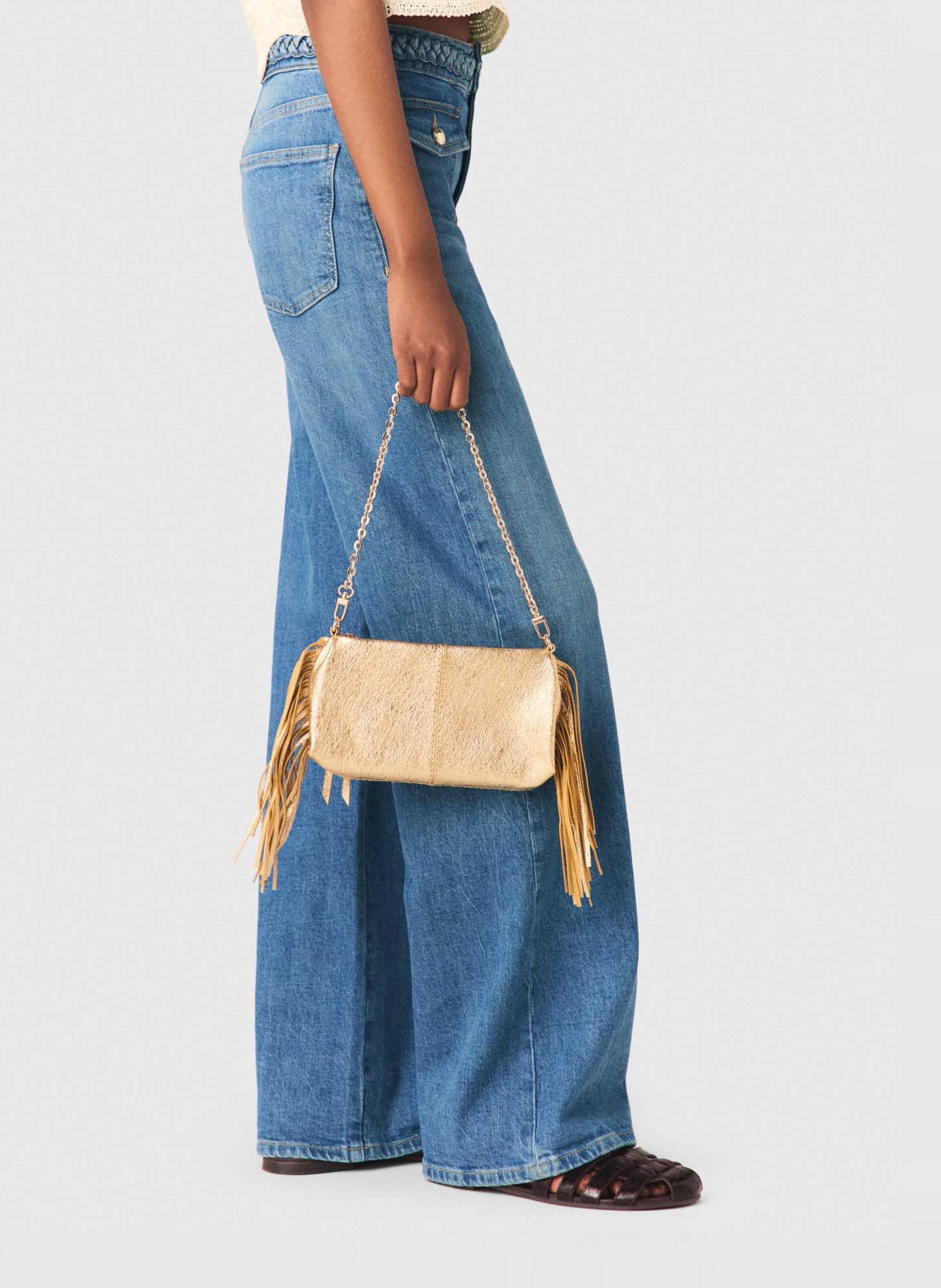 Bolso de mano de cuero metalizado MAJE Dorado