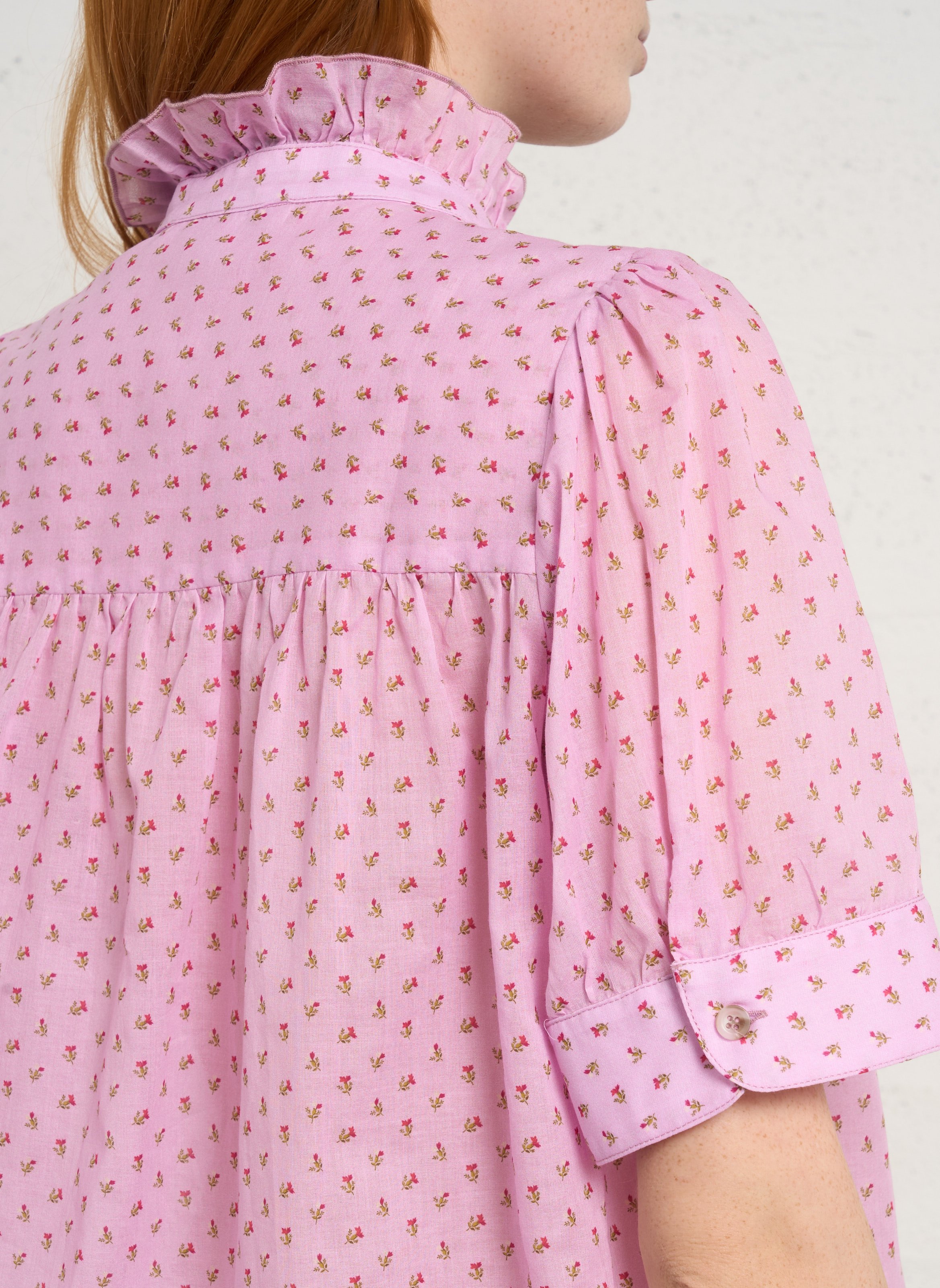 Chemise ample col volanté en coton SUZIE WINKLE Rose