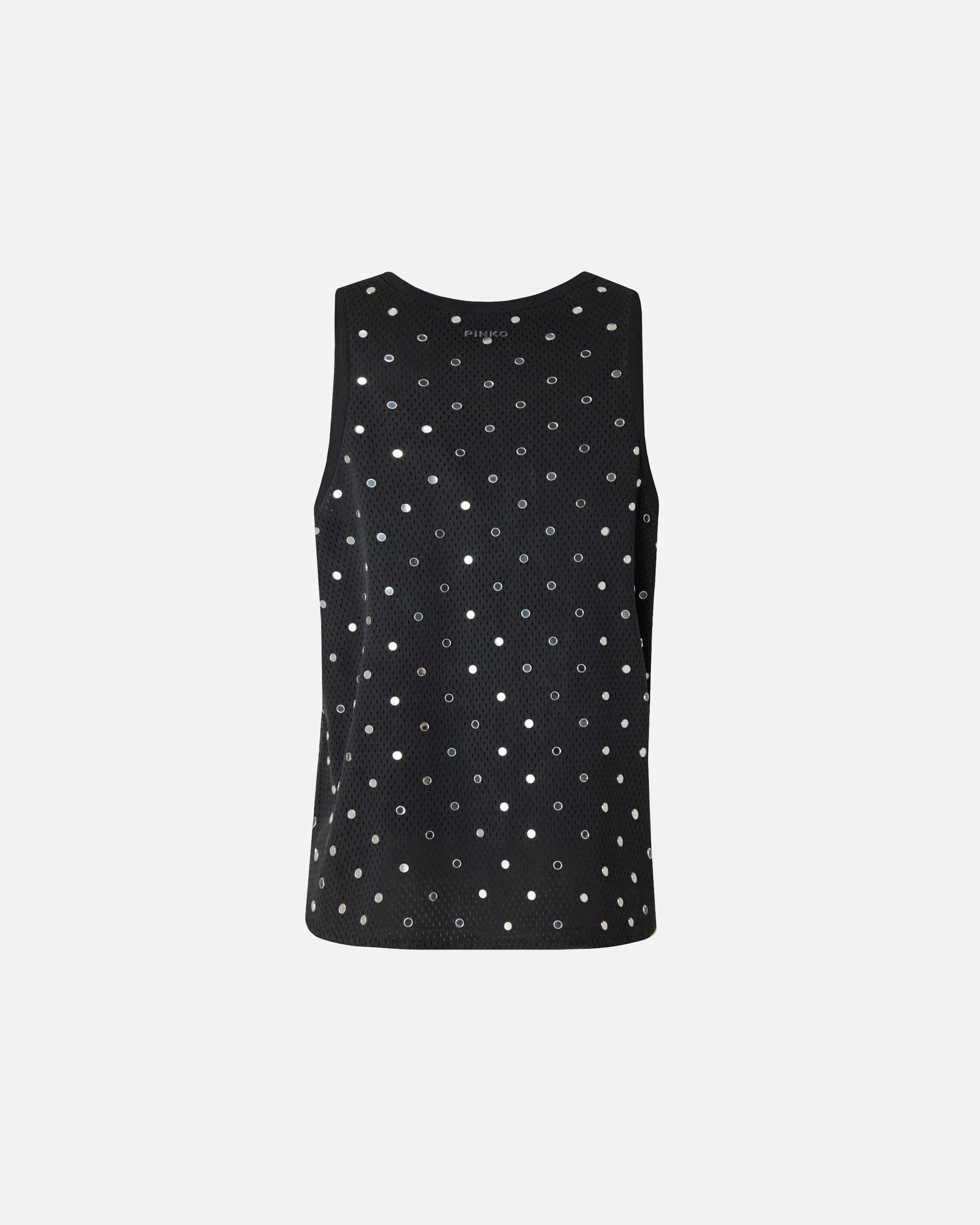 Mesh tank top with mirror sequins Grey
