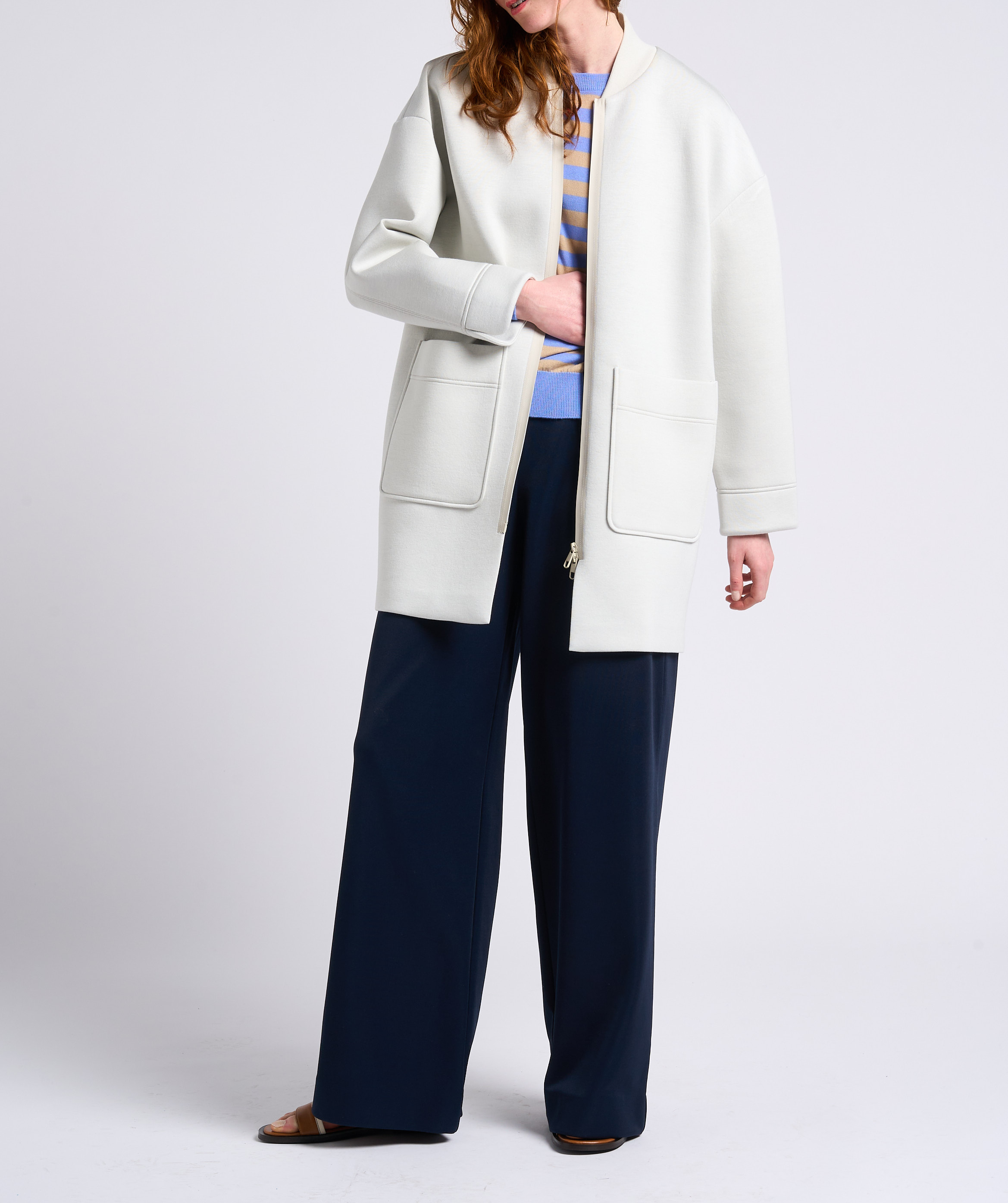 Gerade geschnittene Jacke mit College-Kragen MAX&Co. Weiss