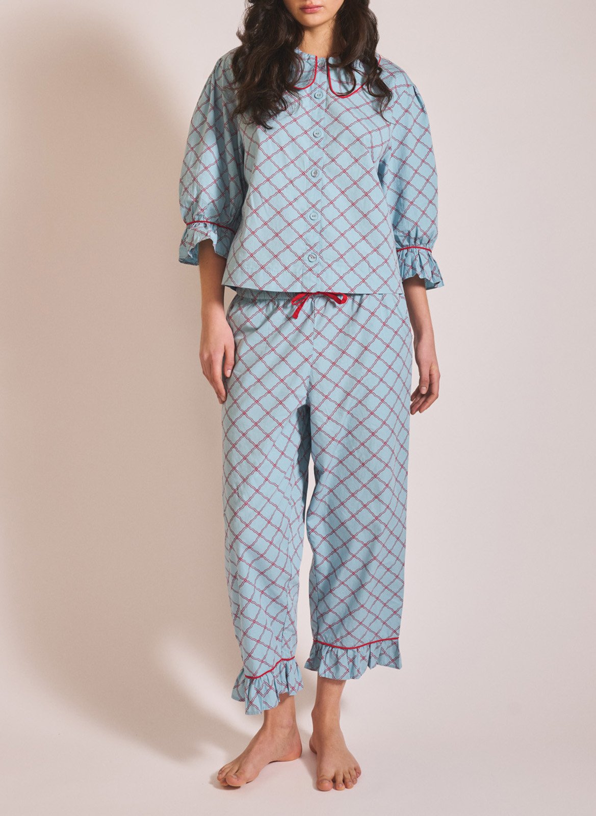 Pyjama-Set aus Baumwolle mit Print TBCO Blau