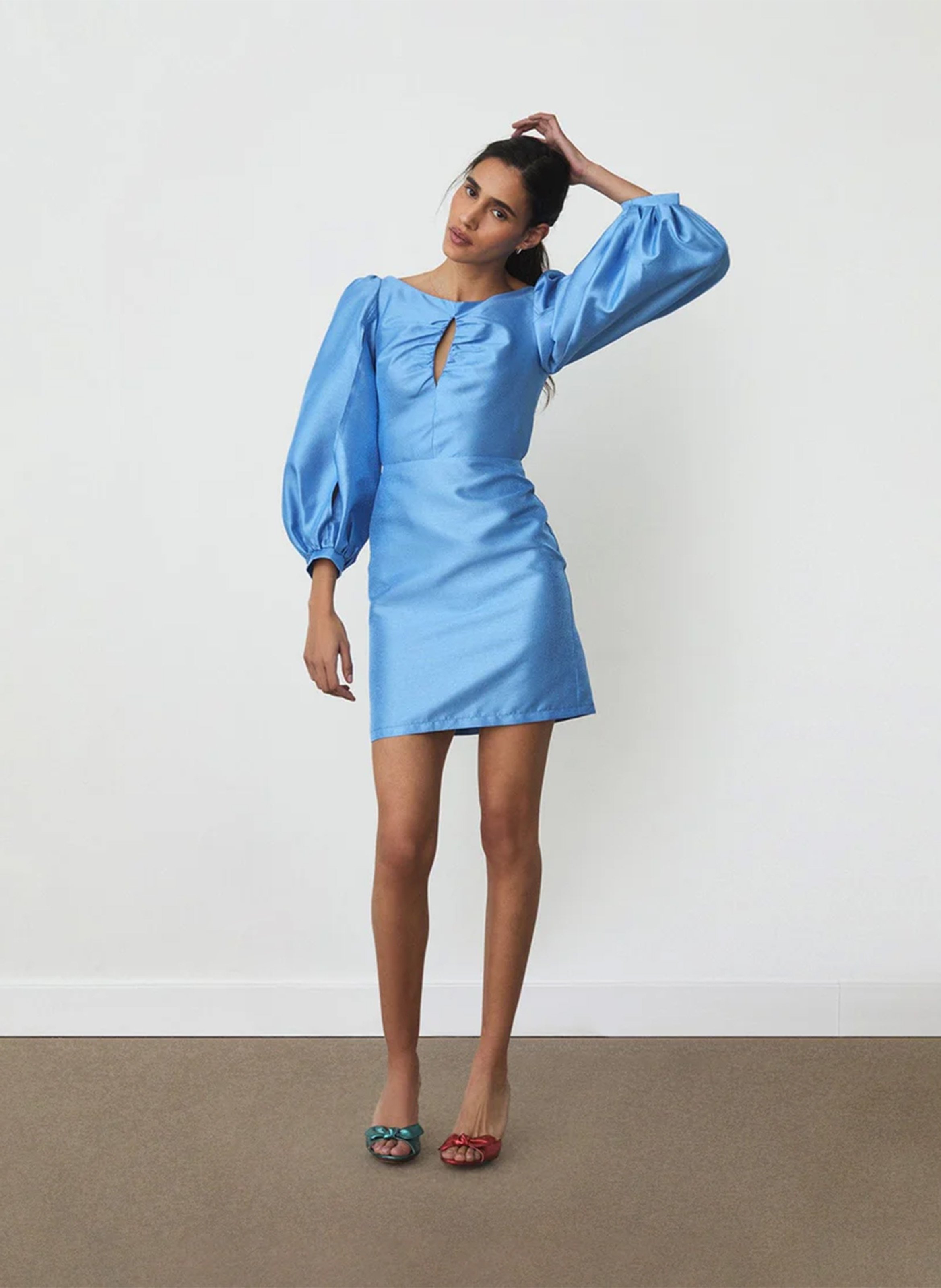 Bedrucktes Kurzkleid mit Rundhalsausschnitt LAAGAM Blau