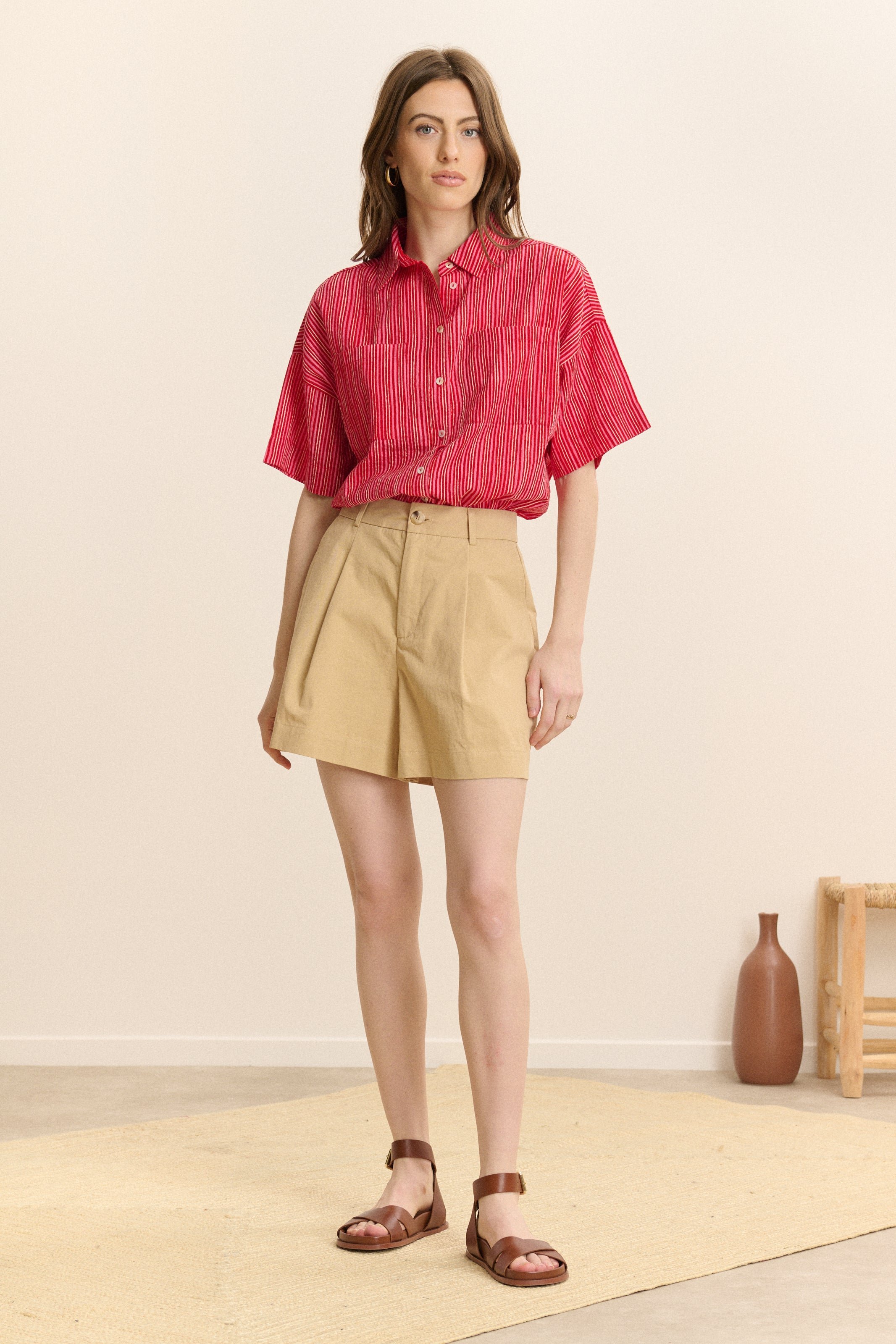 Short large à pinces GARANCE PARIS Beige