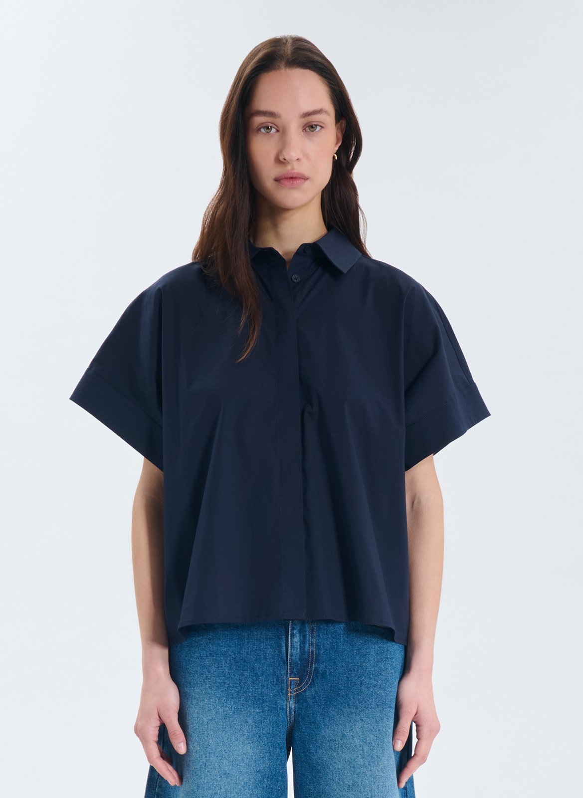 Chemise col classique en coton mélangé ZAPA Bleu