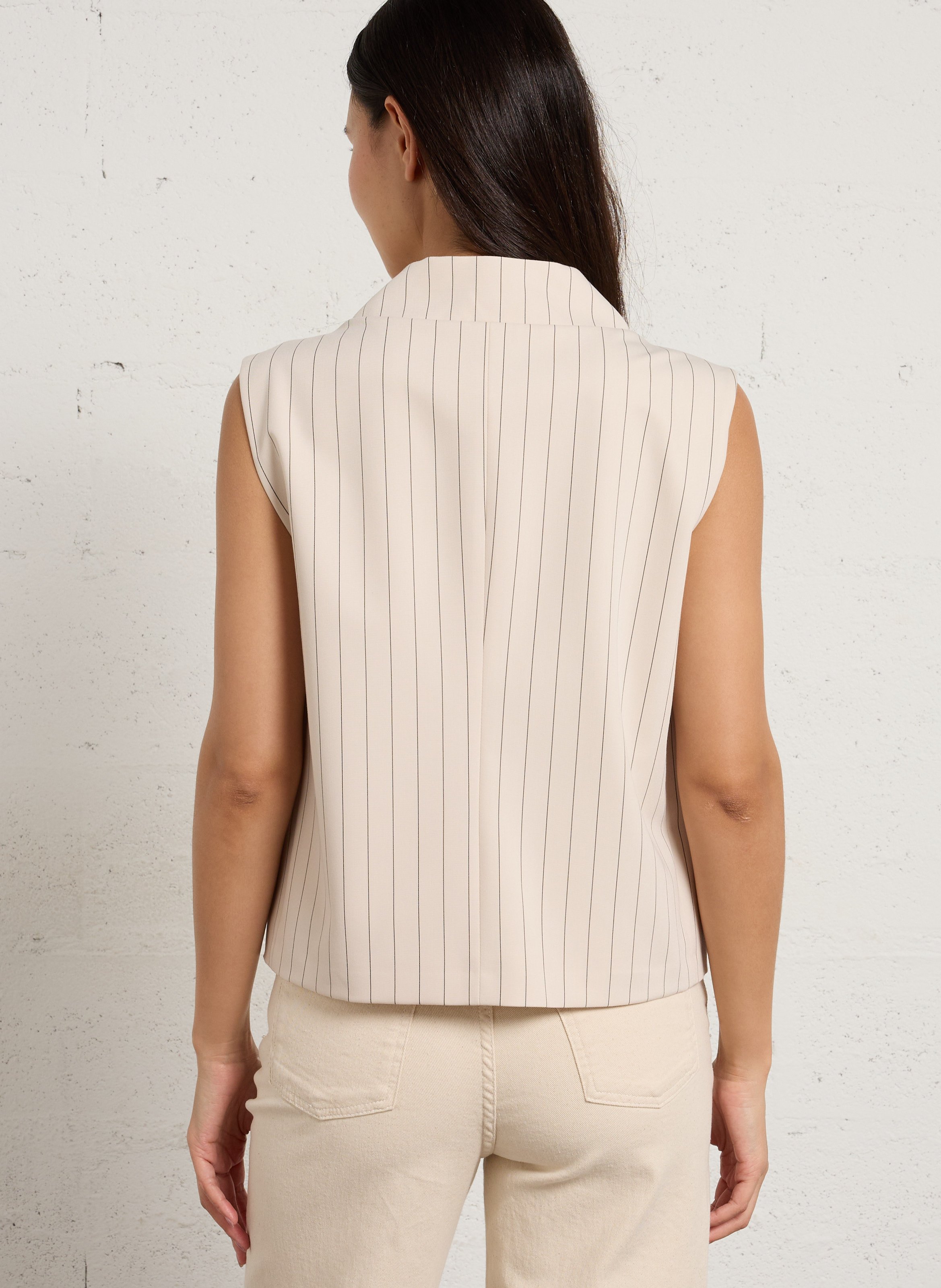 Striped sleeveless tailored jacket IMPERIAL Beige