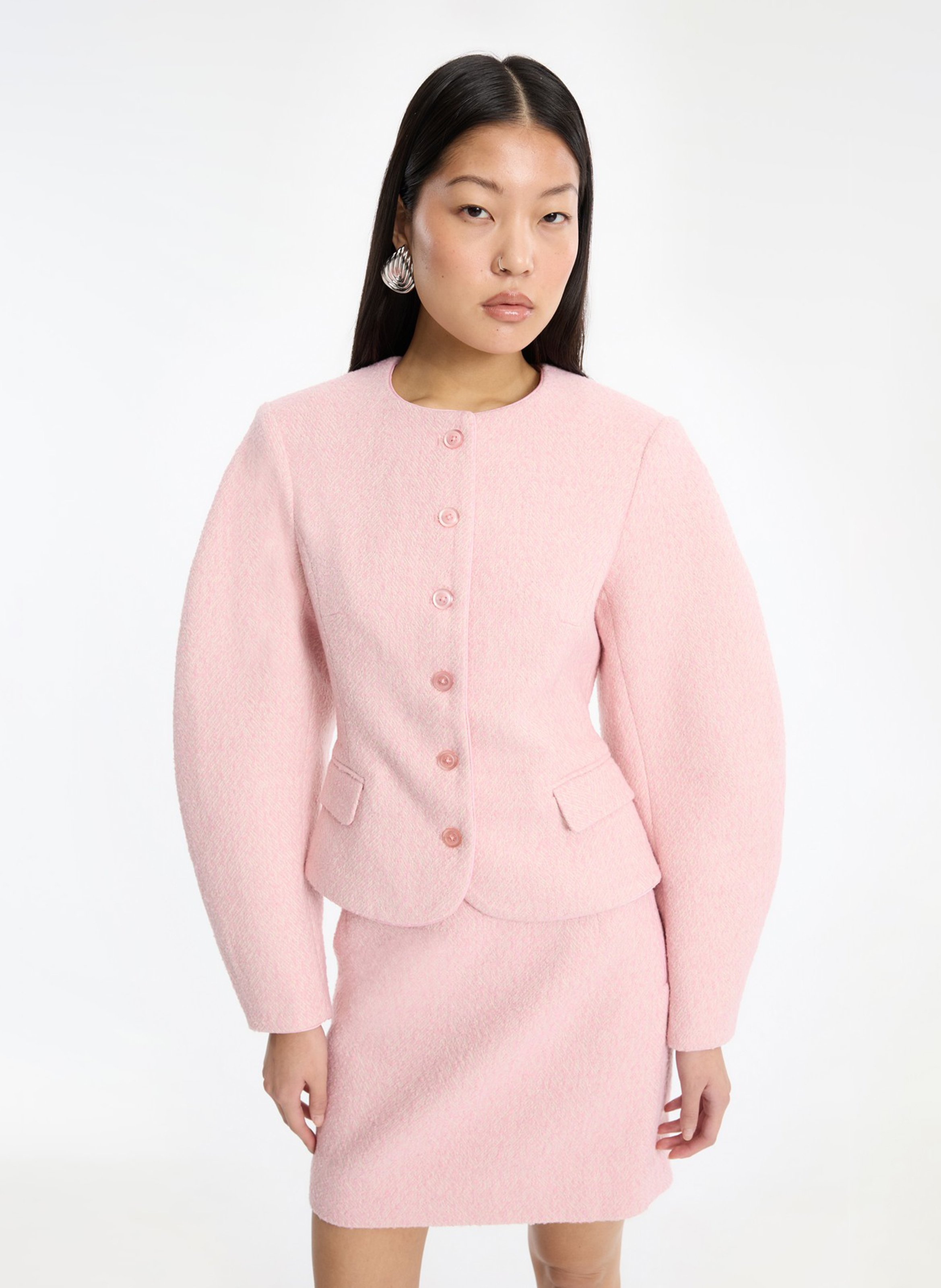 Veste cintrée à manches larges unie ROTATE Rose