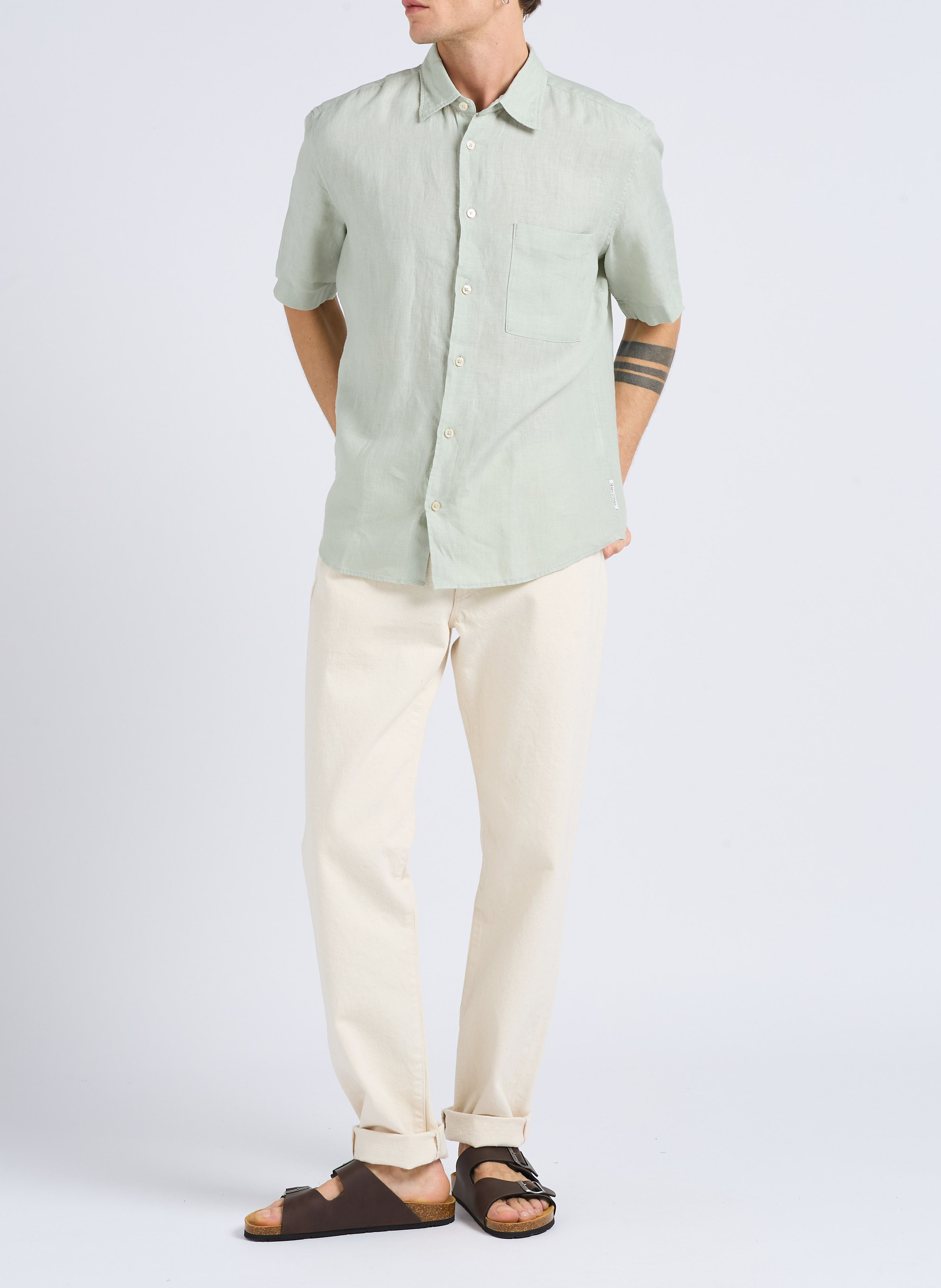 Tapered cotton dot effect regular-fit jeans EDWIN Beige