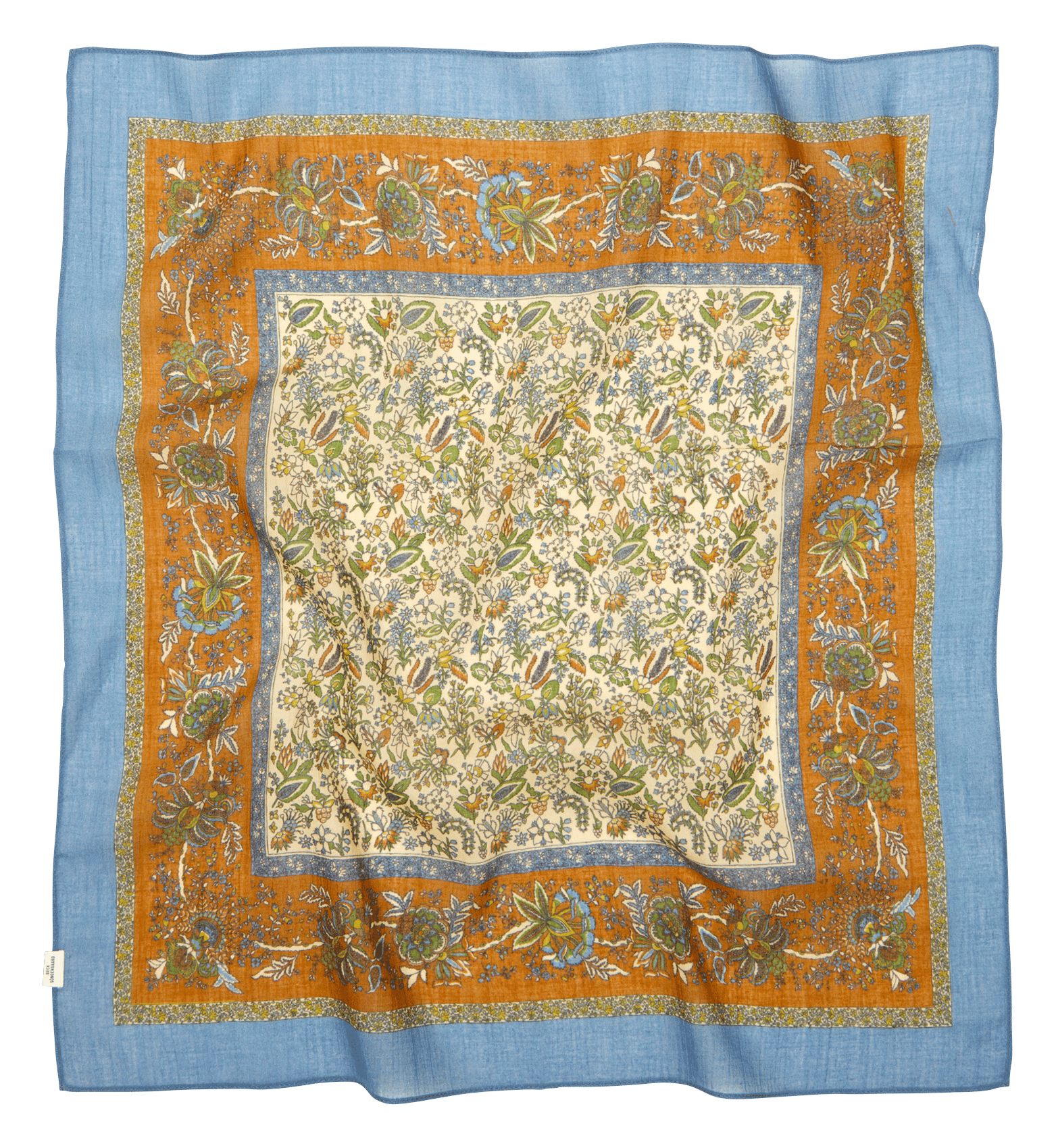 Foulard carré imprimé en coton BECKSONDERGAARD Bleu