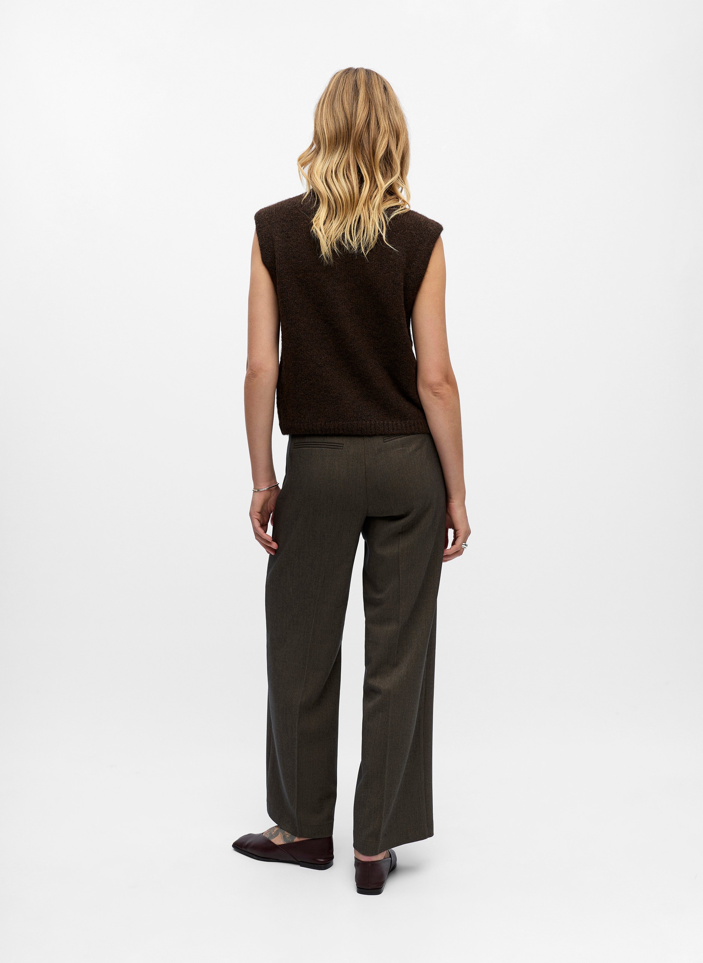 Round-neck cardigan OBJECT Brown