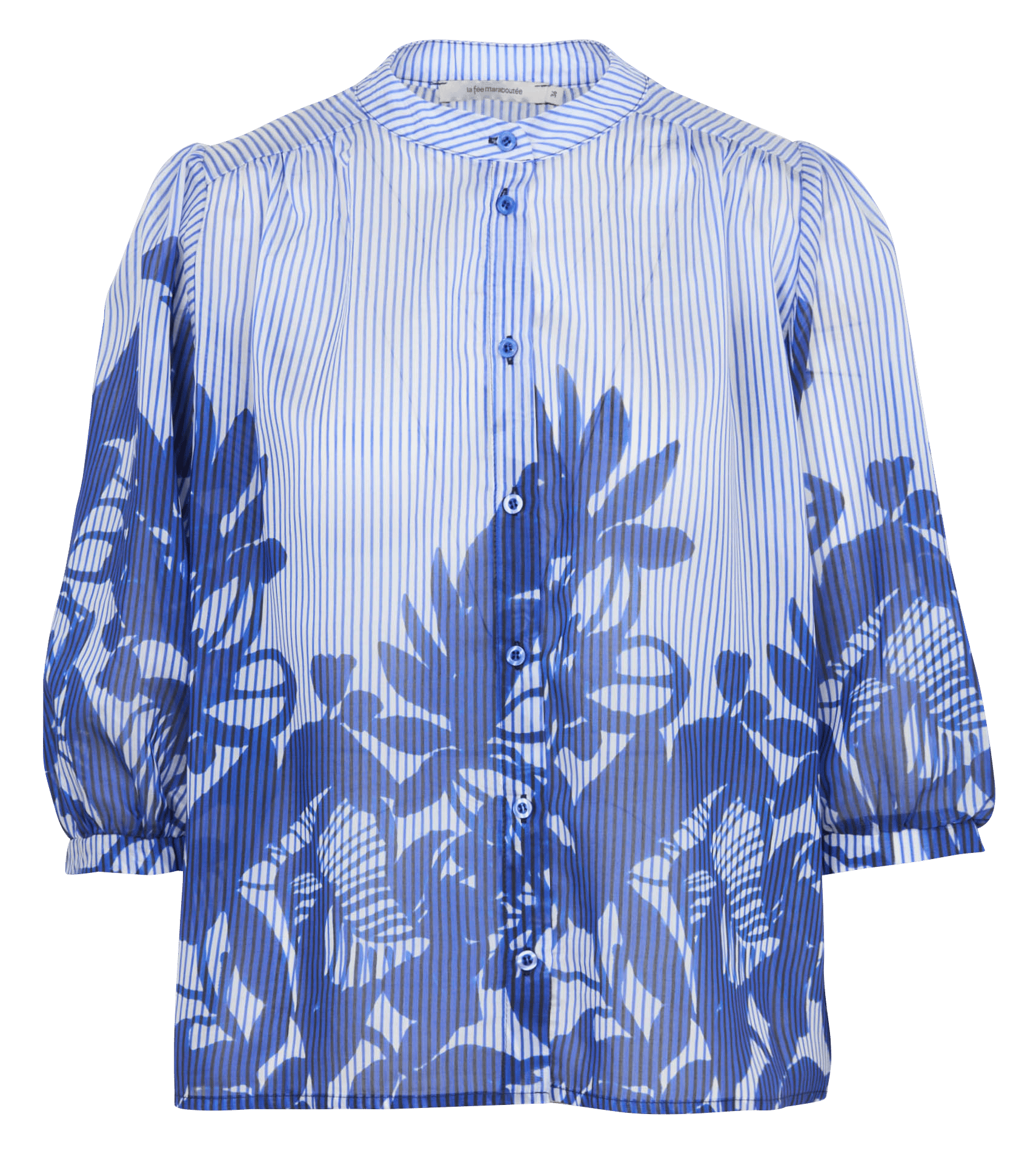 Weite Bluse mit Mao-Kragen LA FEE MARABOUTEE Blau