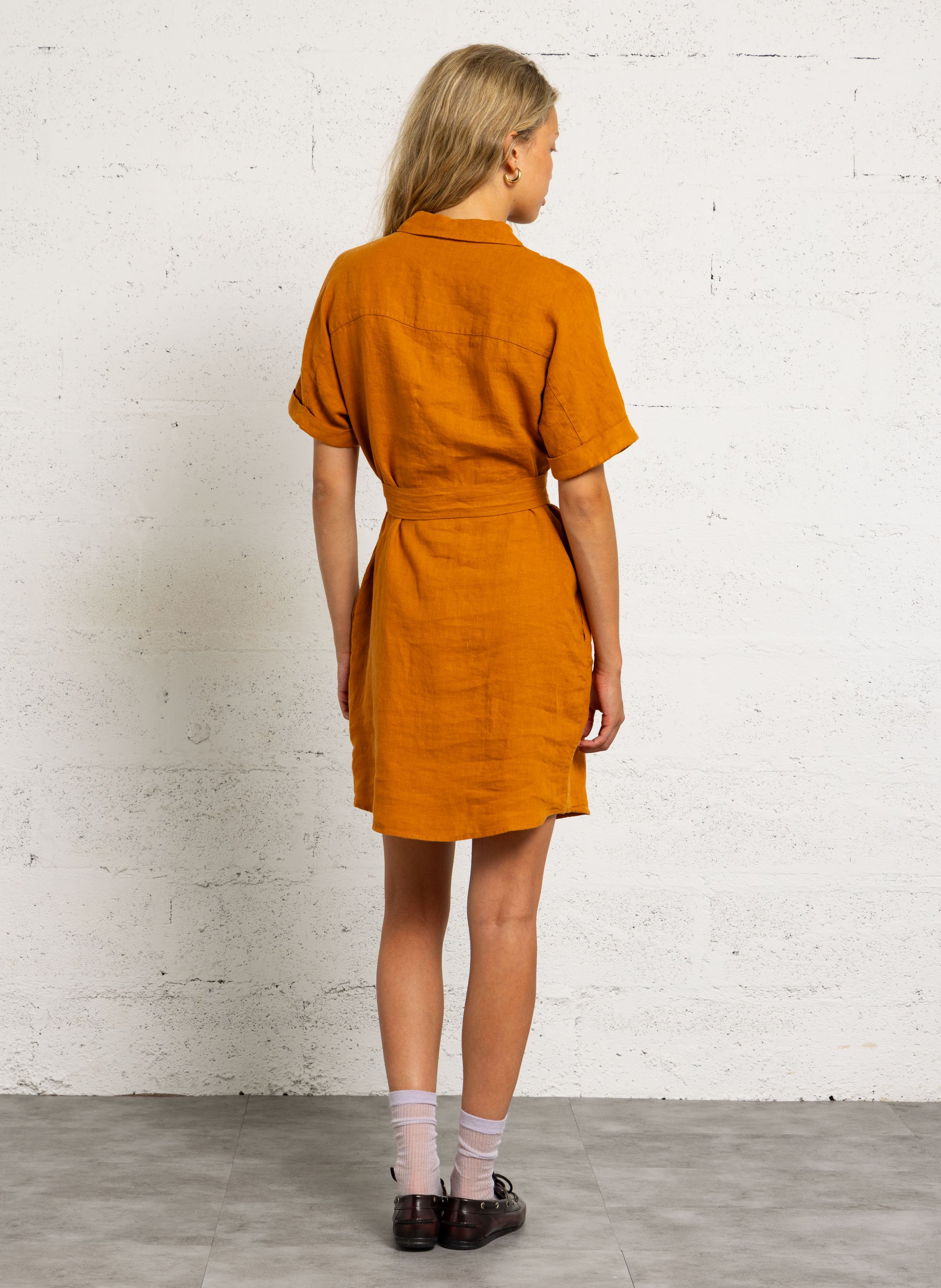 Robe chemise col classique en lin MAISON 123 Doré