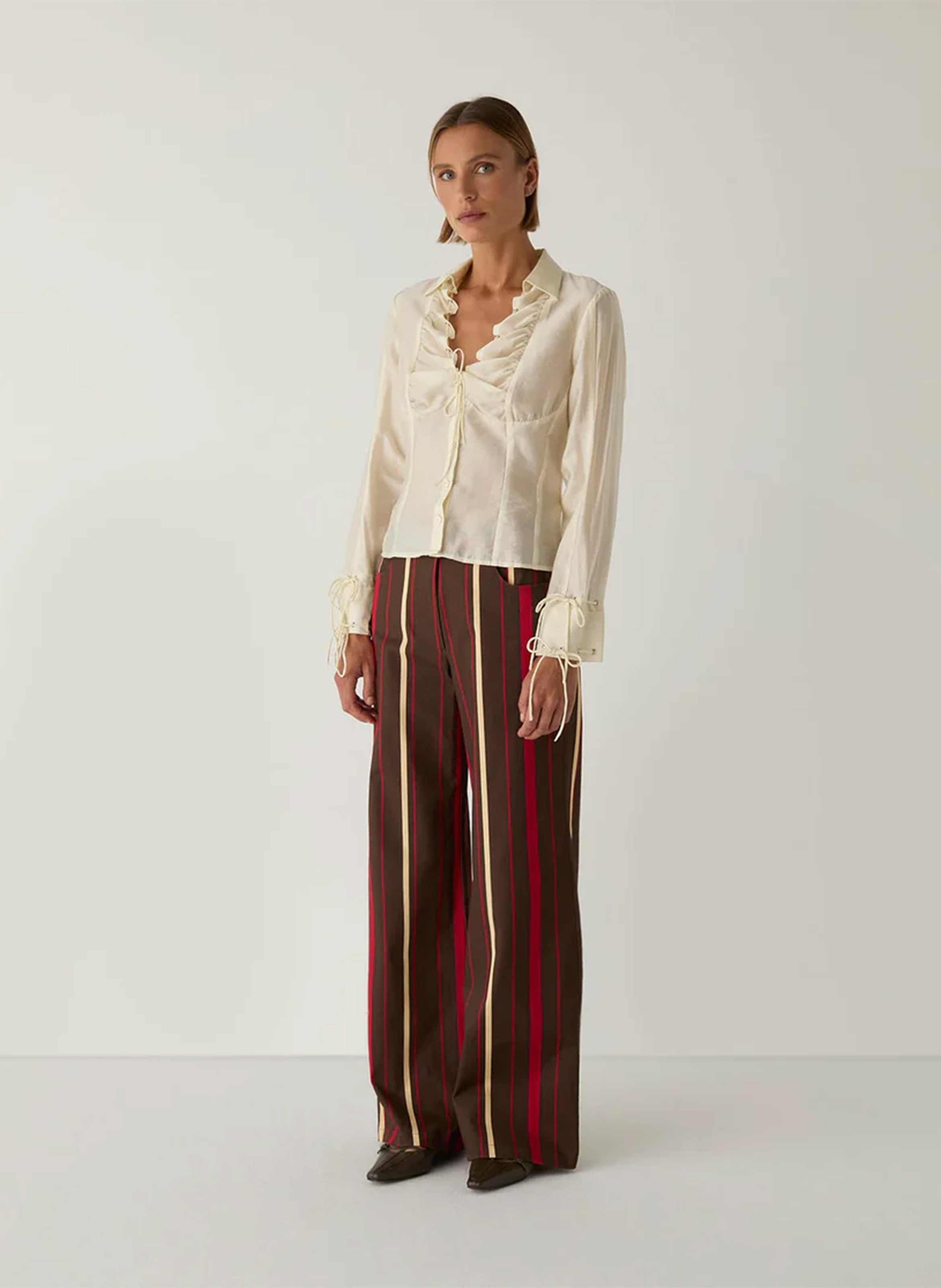 Pantalon droit en coton mélangé LAAGAM Marron