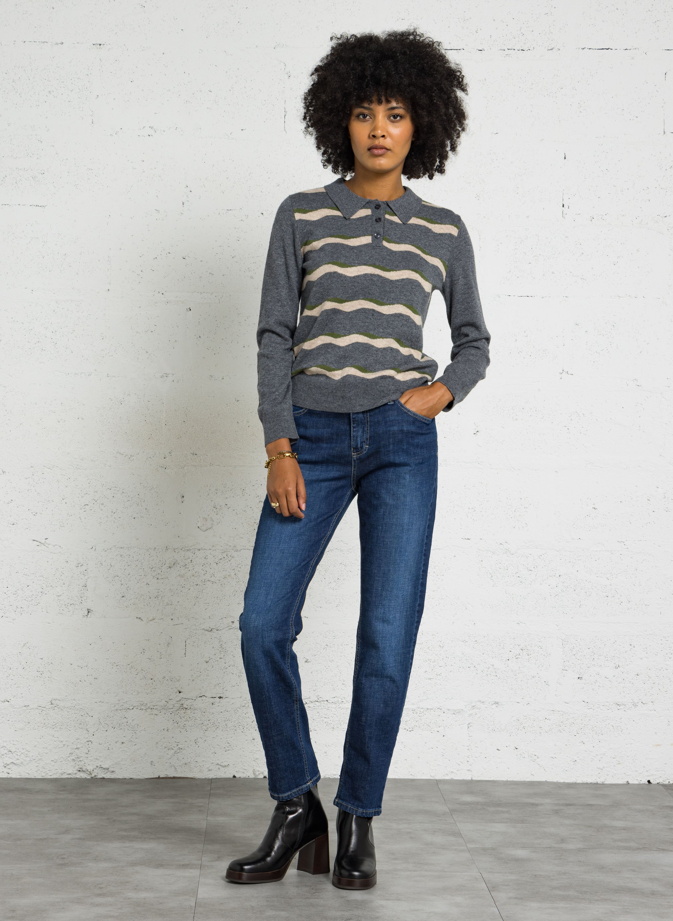 Straight Cut Jeans aus Baumwoll-Mix PLEASE Blau