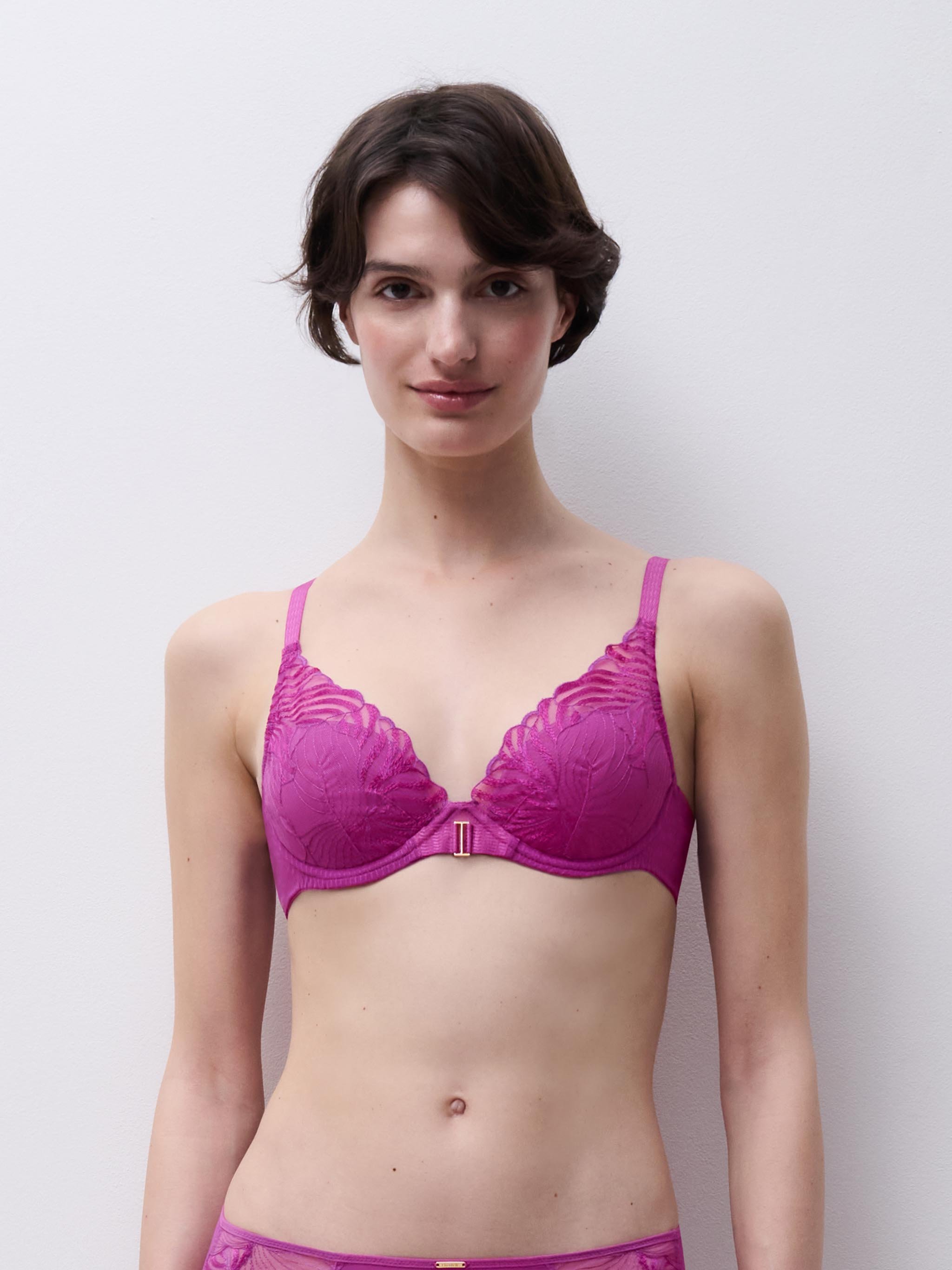 Plunging padded bra with embroidery CHANTELLE