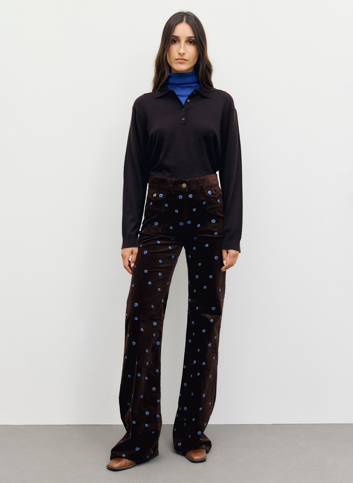 Gerade Samthose mit Stickereien GERARD DAREL Braun