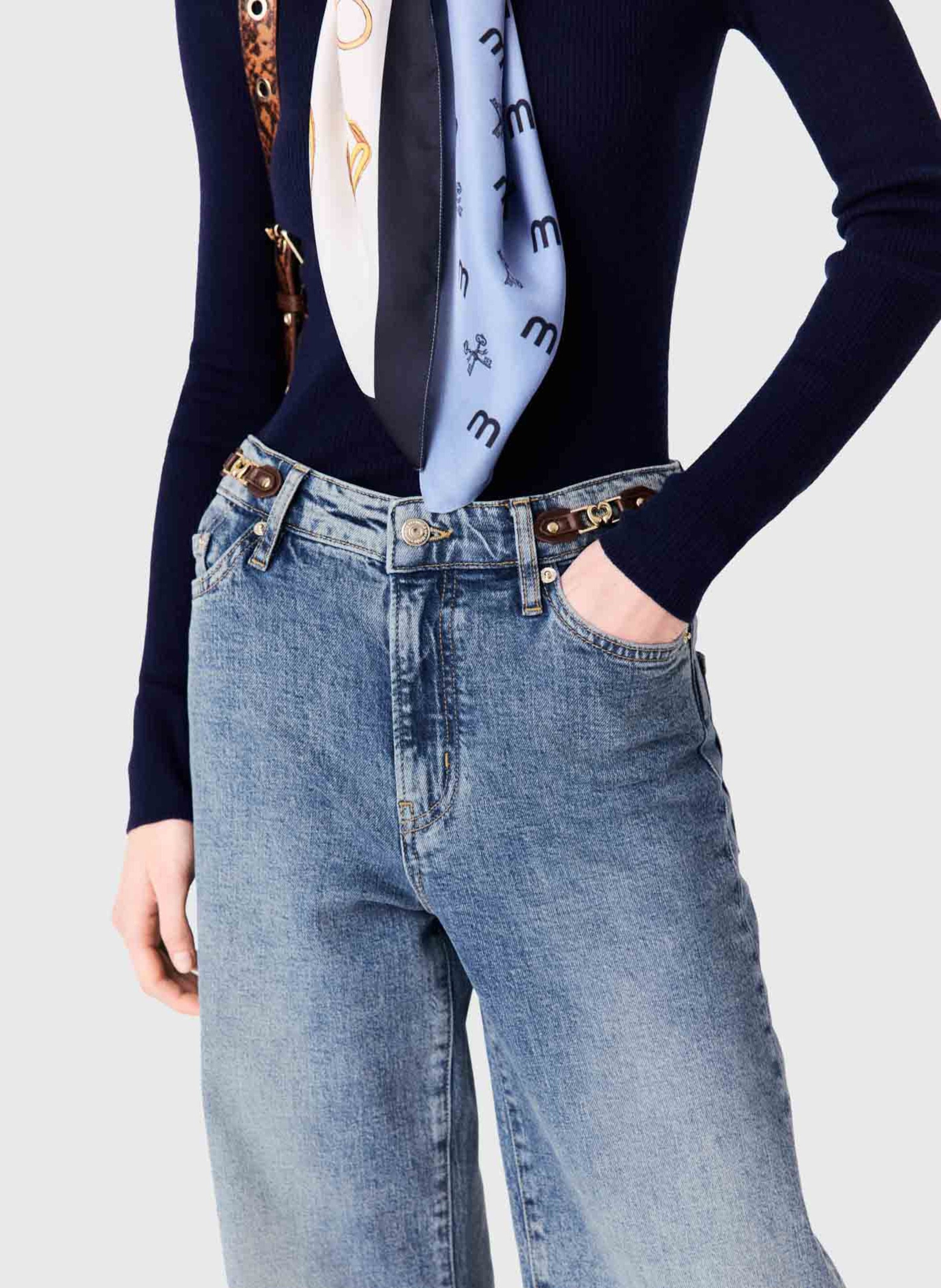 Jean droit en coton MAJE Bleu