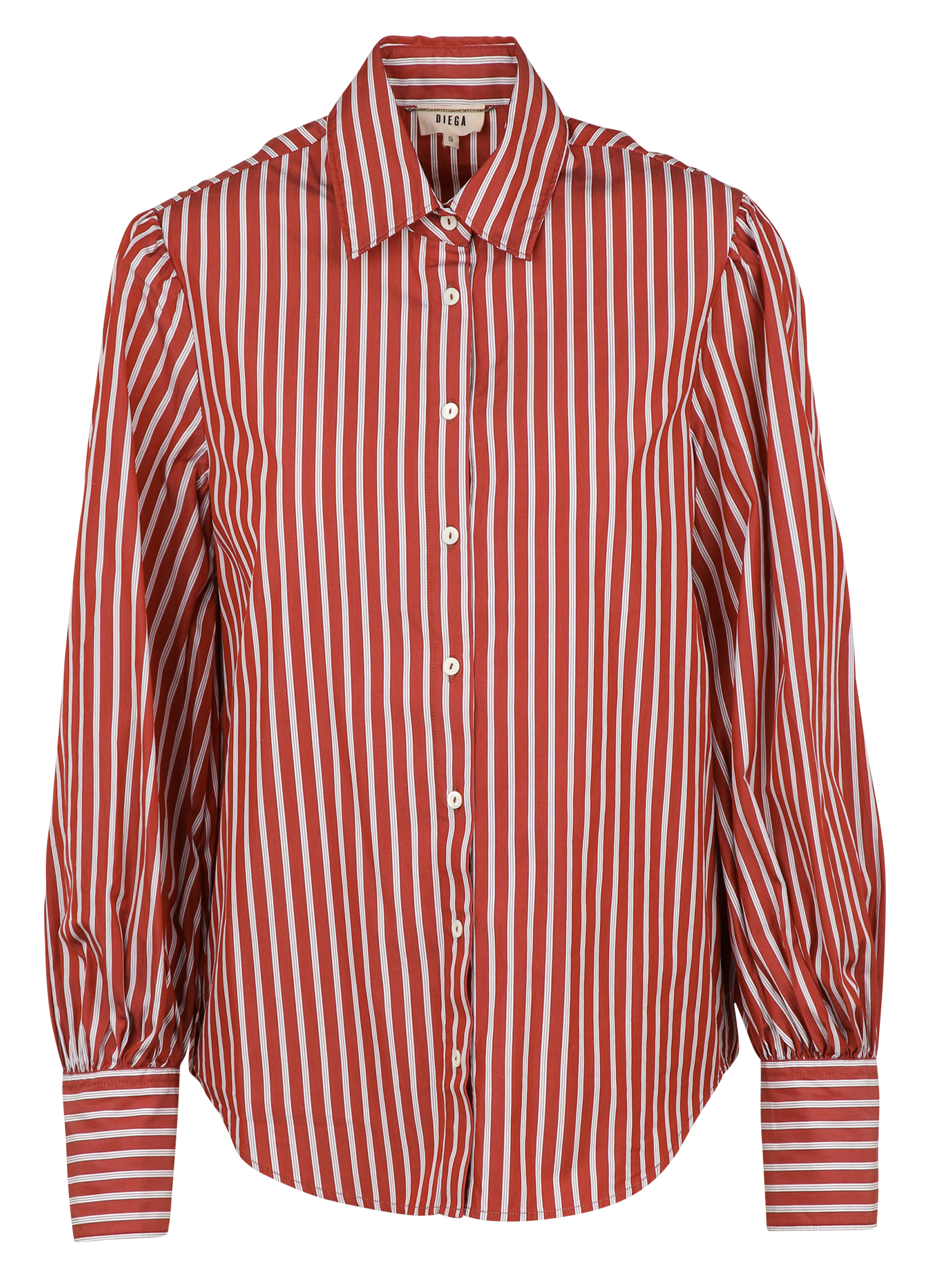 Striped straight cotton shirt with classic collar DIEGA