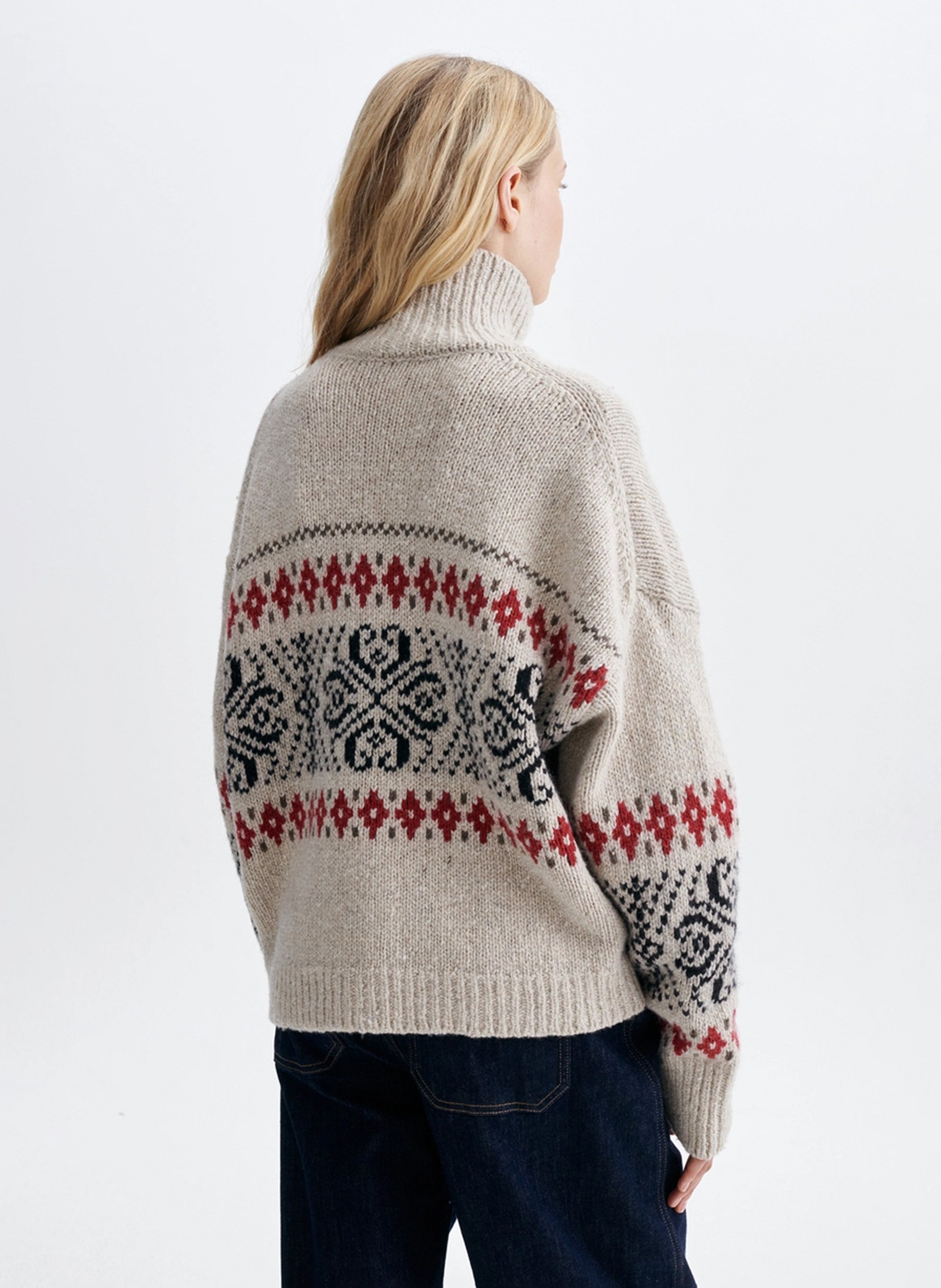 Pullover aus Wollmix mit Stehkragen und Print VANESSA BRUNO Gelb