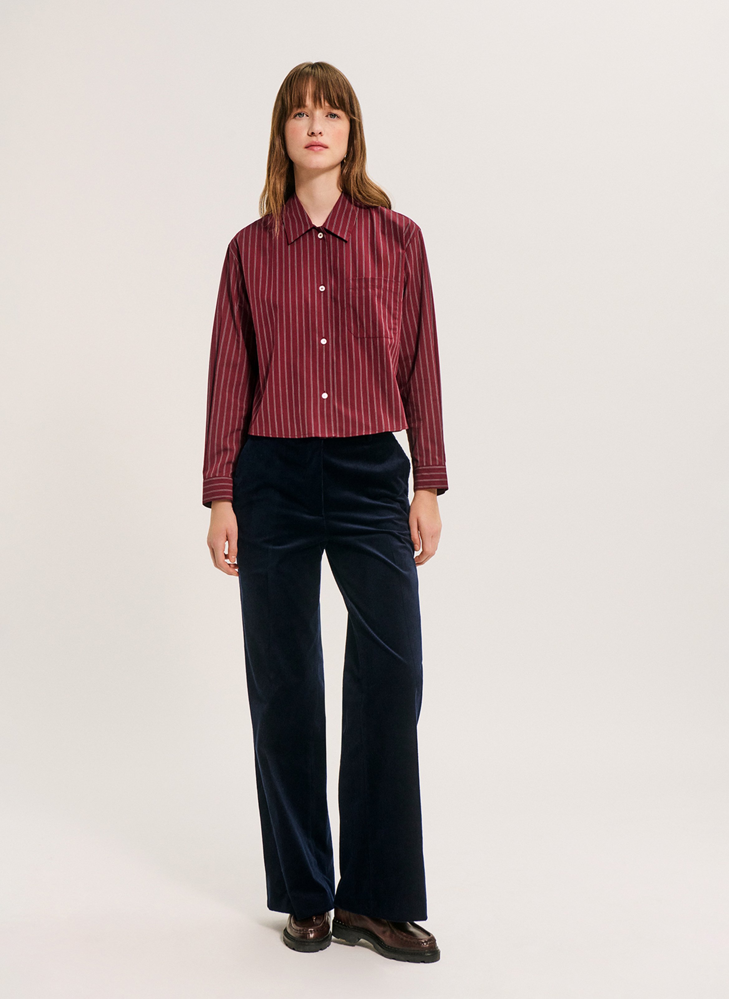 Chemise droite en coton PABLO Rouge