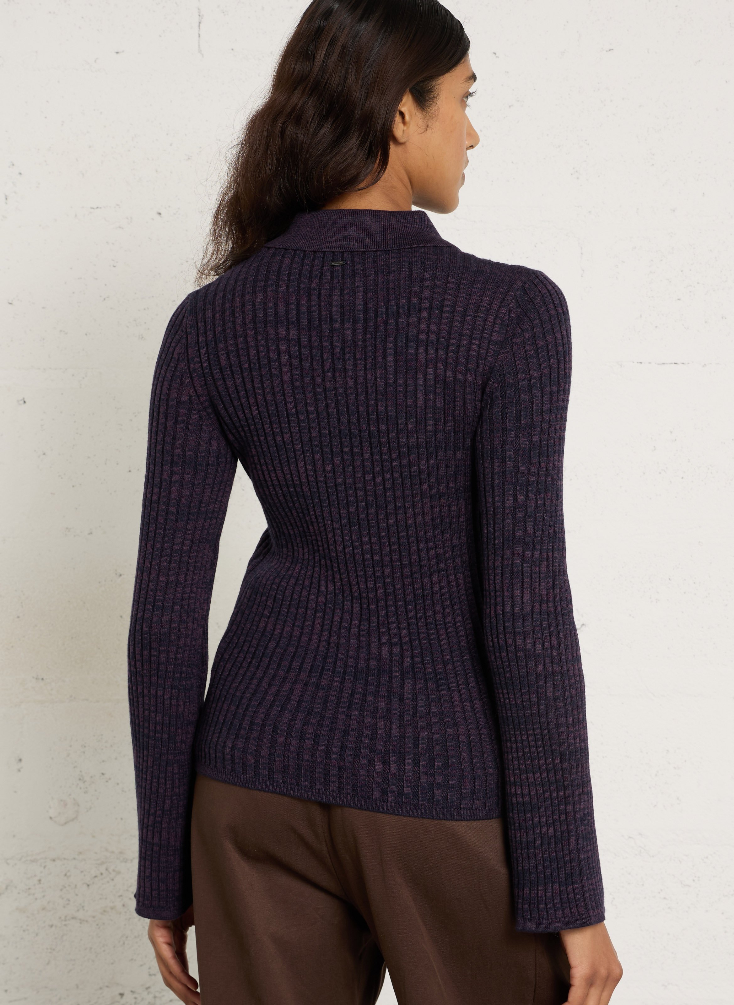 Pull col polo en coton mélangé IKKS Violet