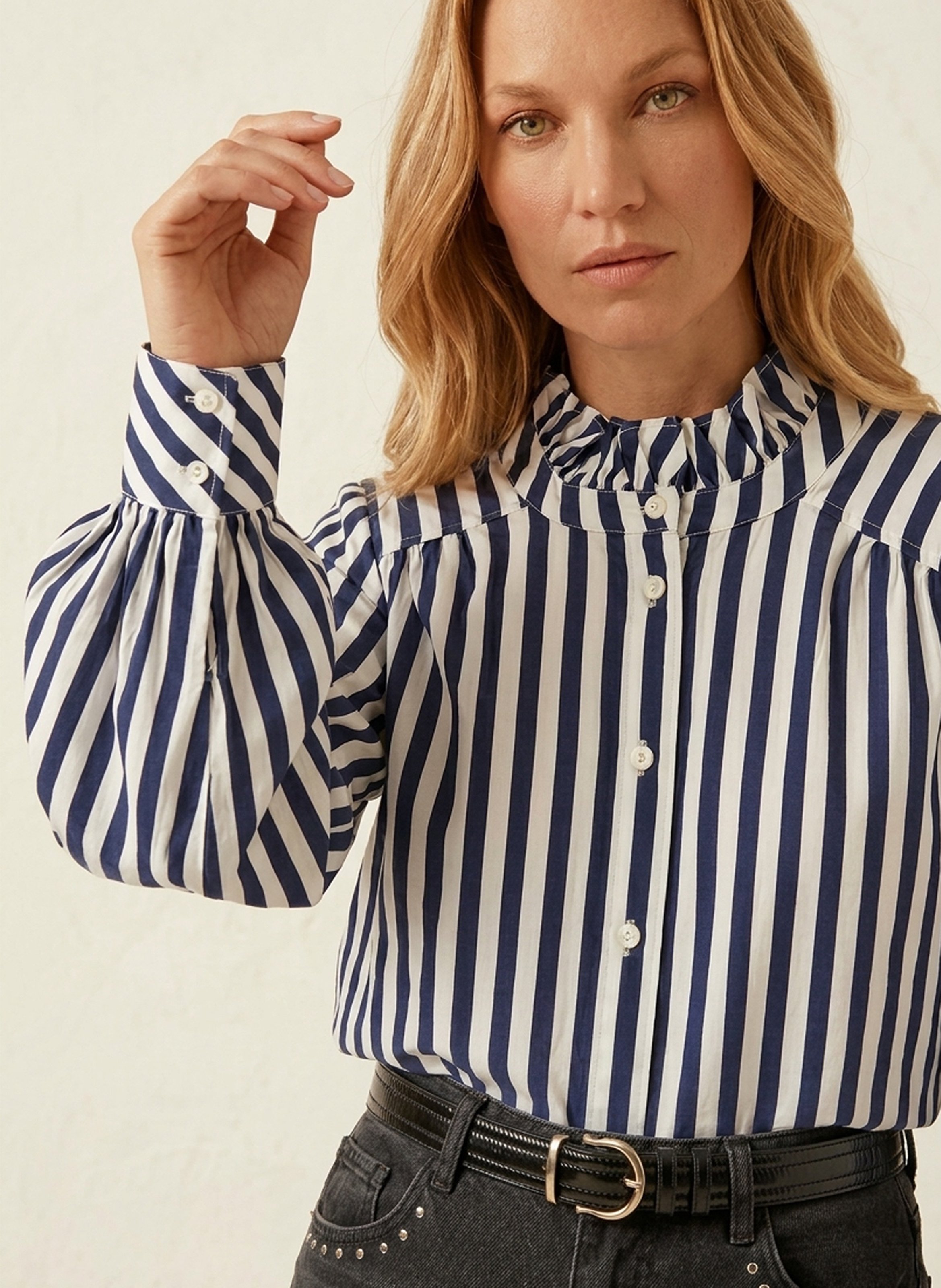Oversize-Baumwollbluse mit Streifen KOOKAI Blau