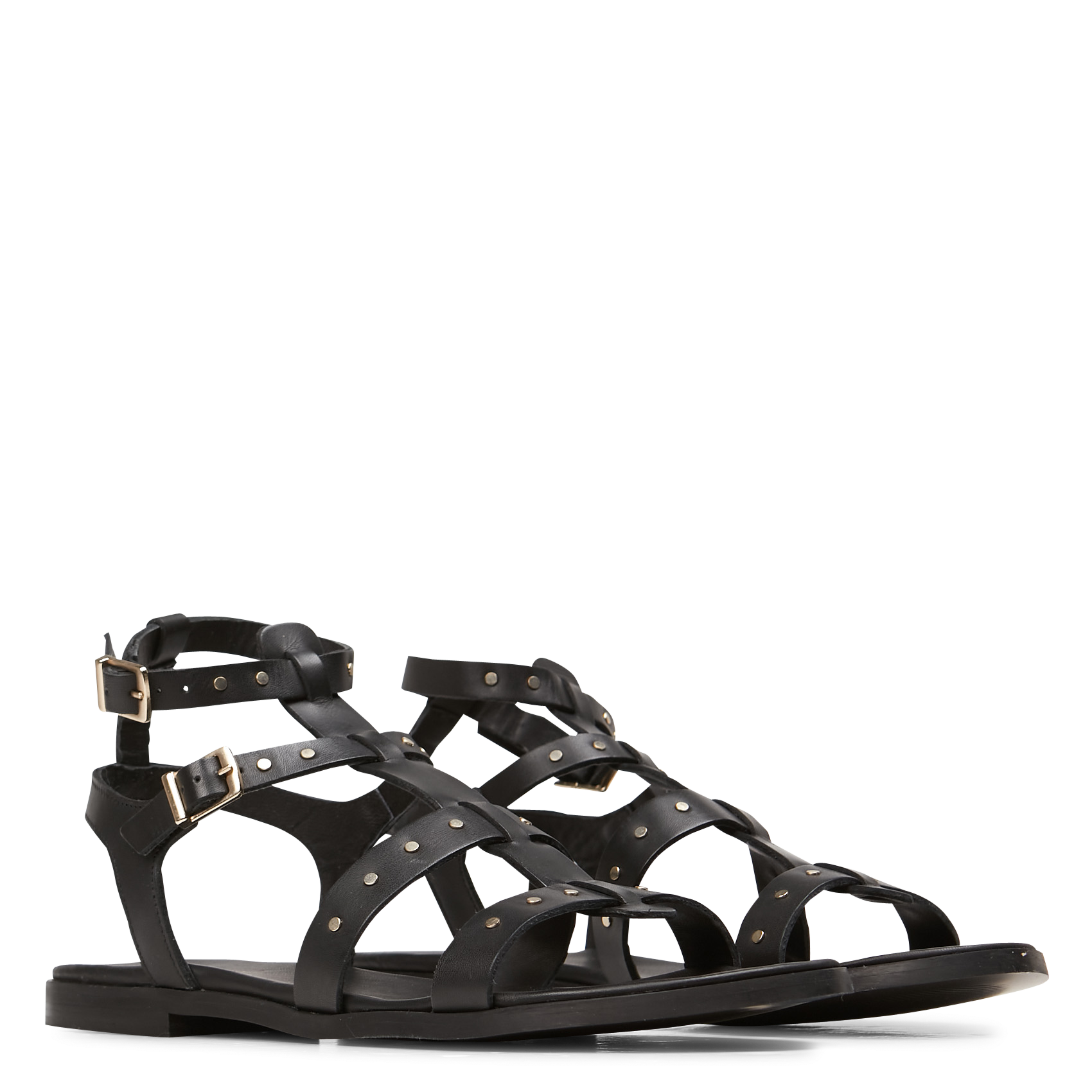 Flat leather sandals MELLOW YELLOW Black