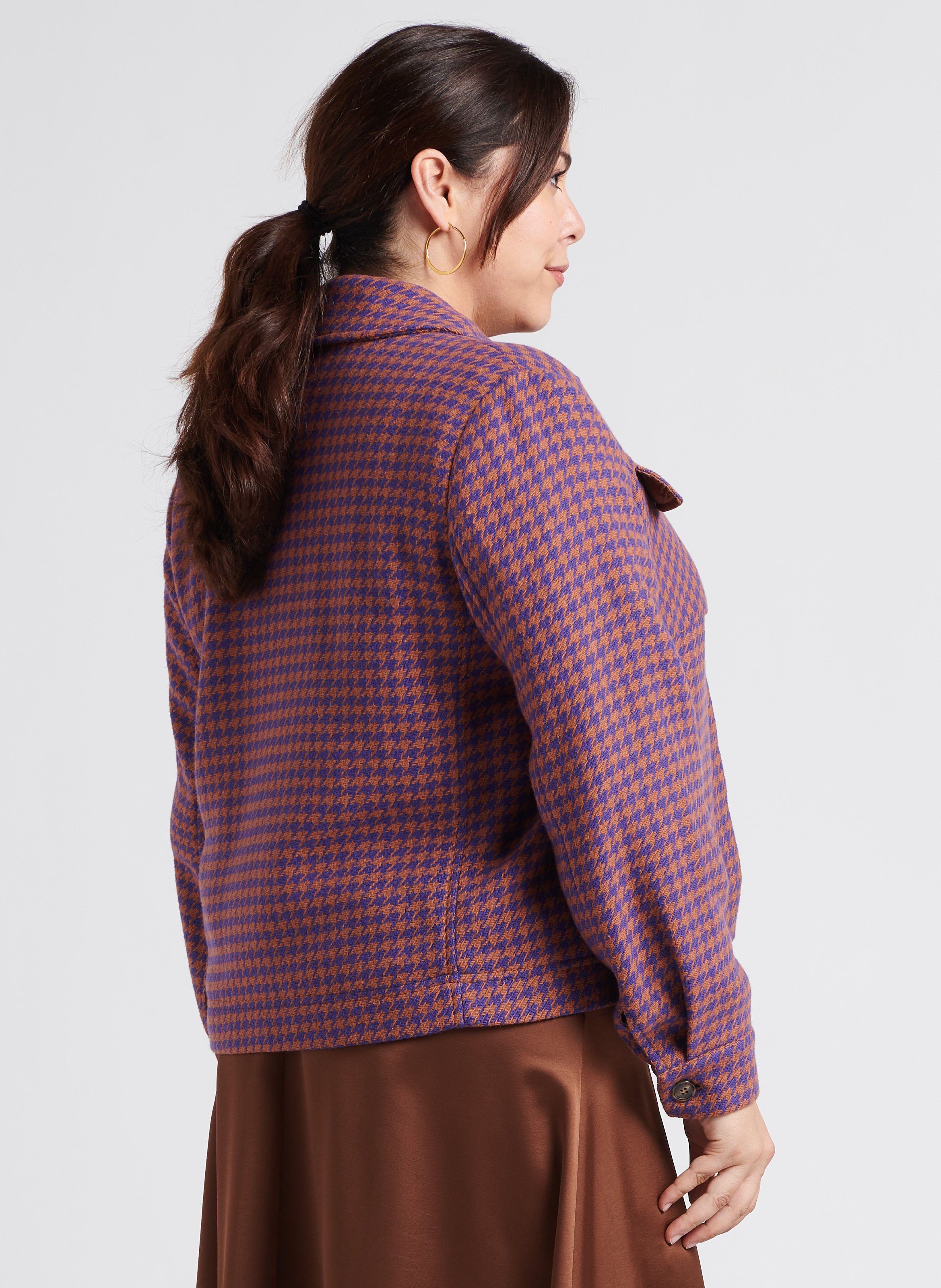 Blazer aus Baumwoll-Mix mit Hahnentrittmuster PERSONA by Marina Rinaldi Violett