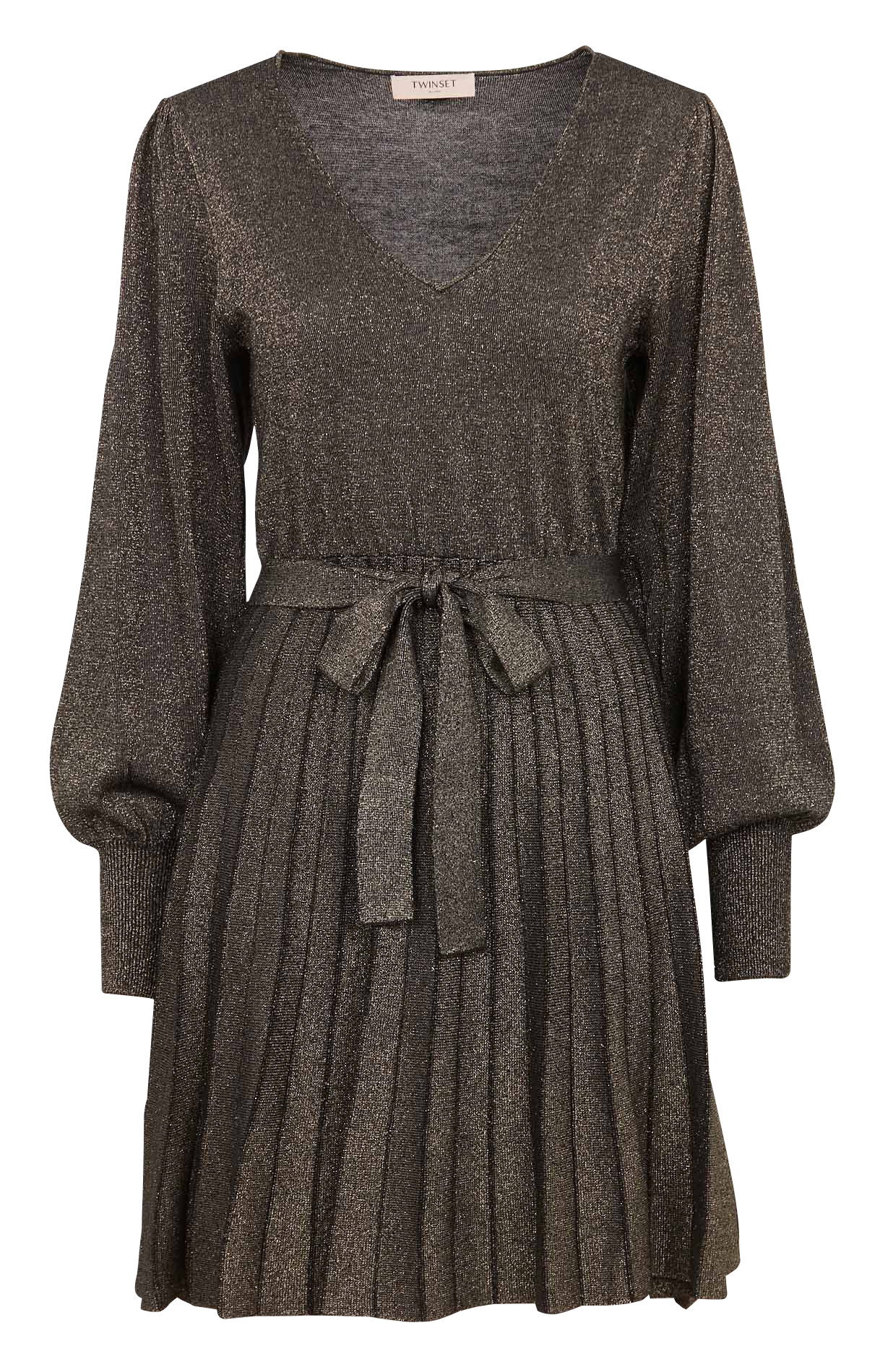 Short fitted V-neck dress TWINSET Black