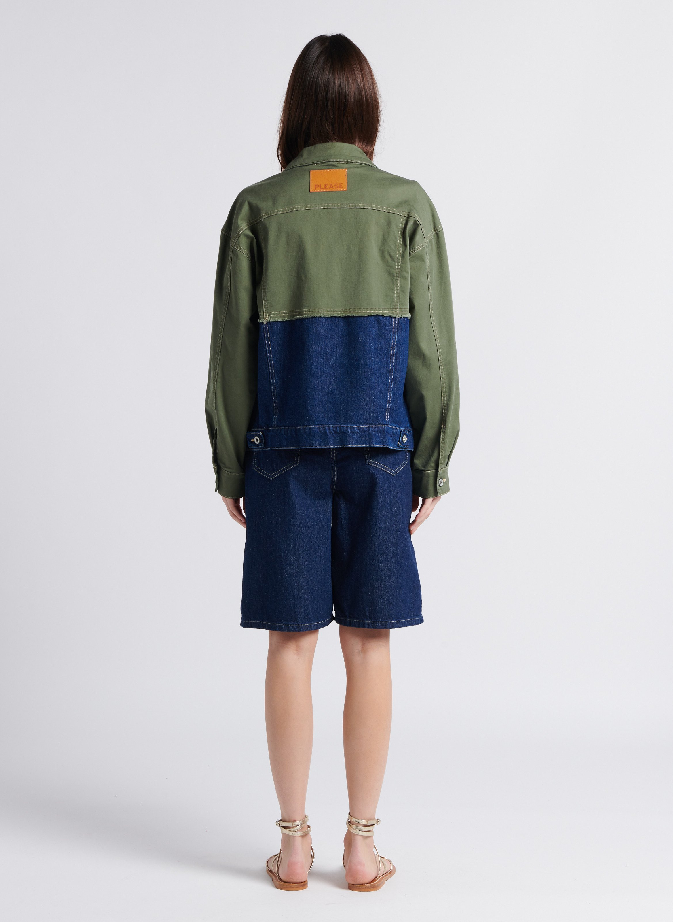 Straight-cut jacket with classic collar PLEASE Green