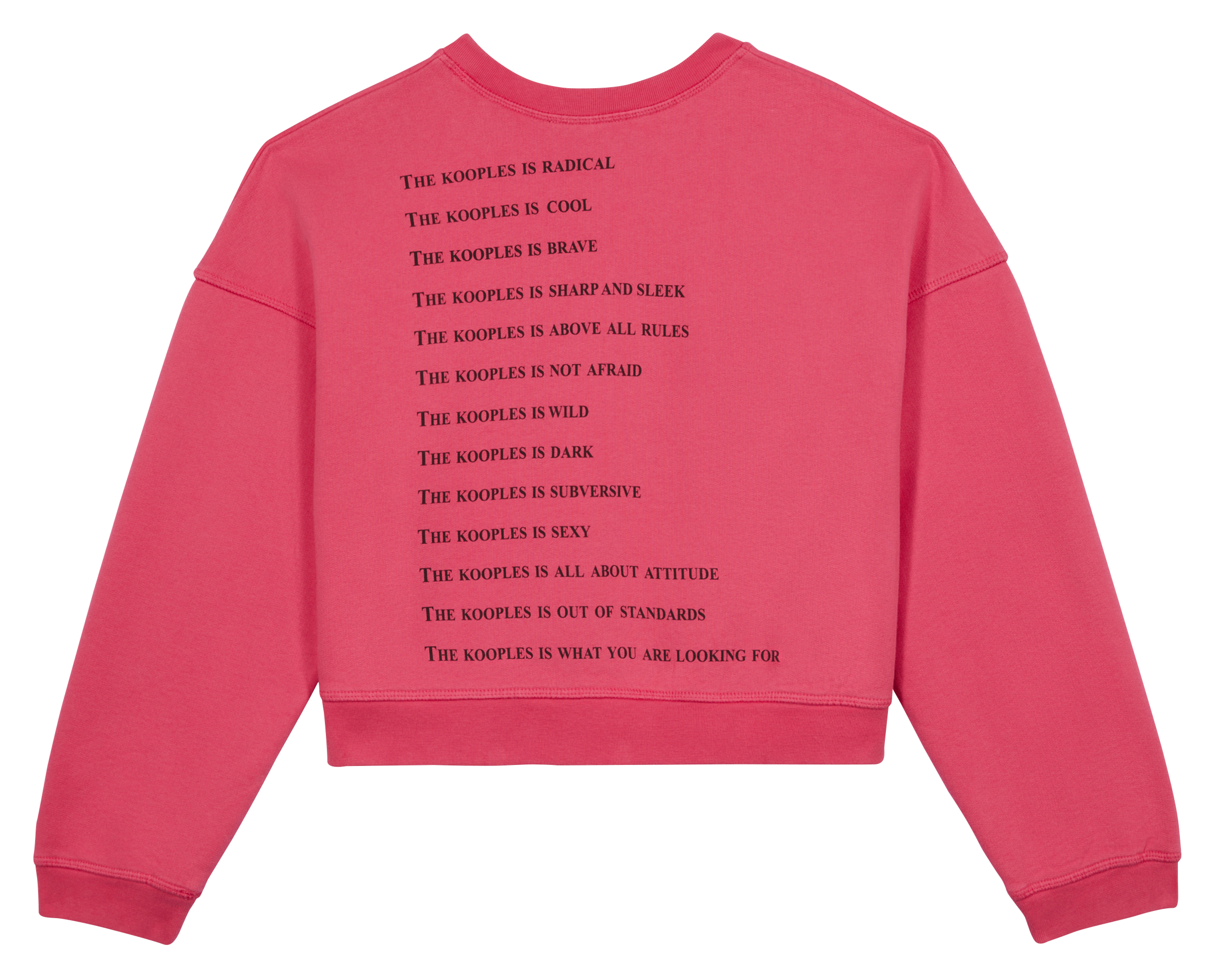 Sweat court col rond sérigraphié en coton  THE KOOPLES Rose