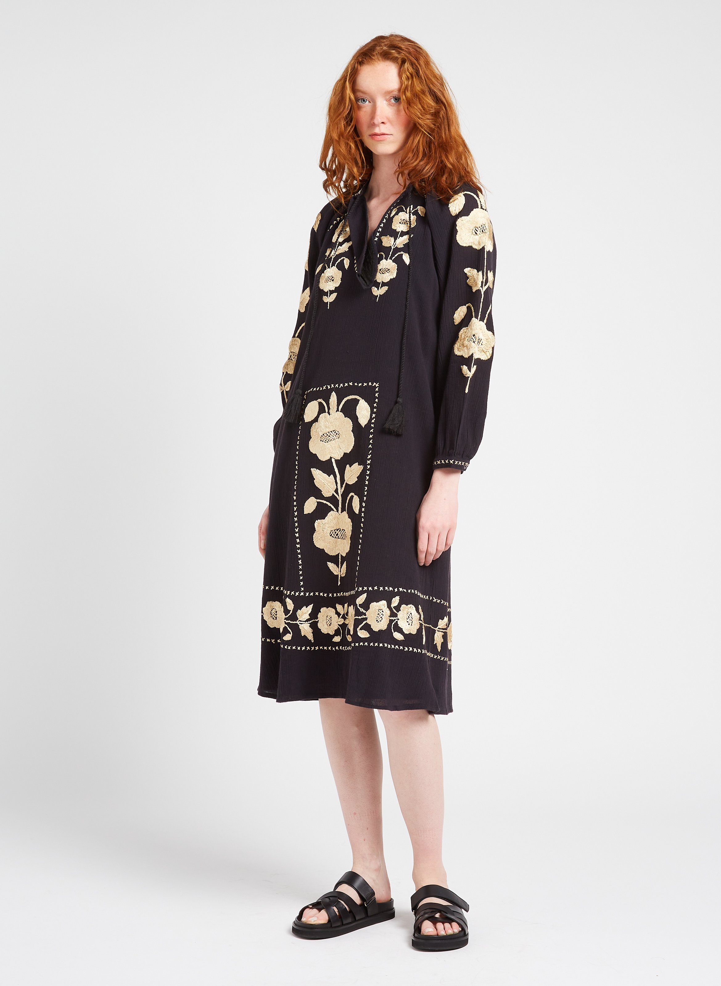 Robe Ample Brodee En Coton Ila S Black Antik Batik Femme ILA1DRE BLACK BLACK Place des Tendances Luxembourg