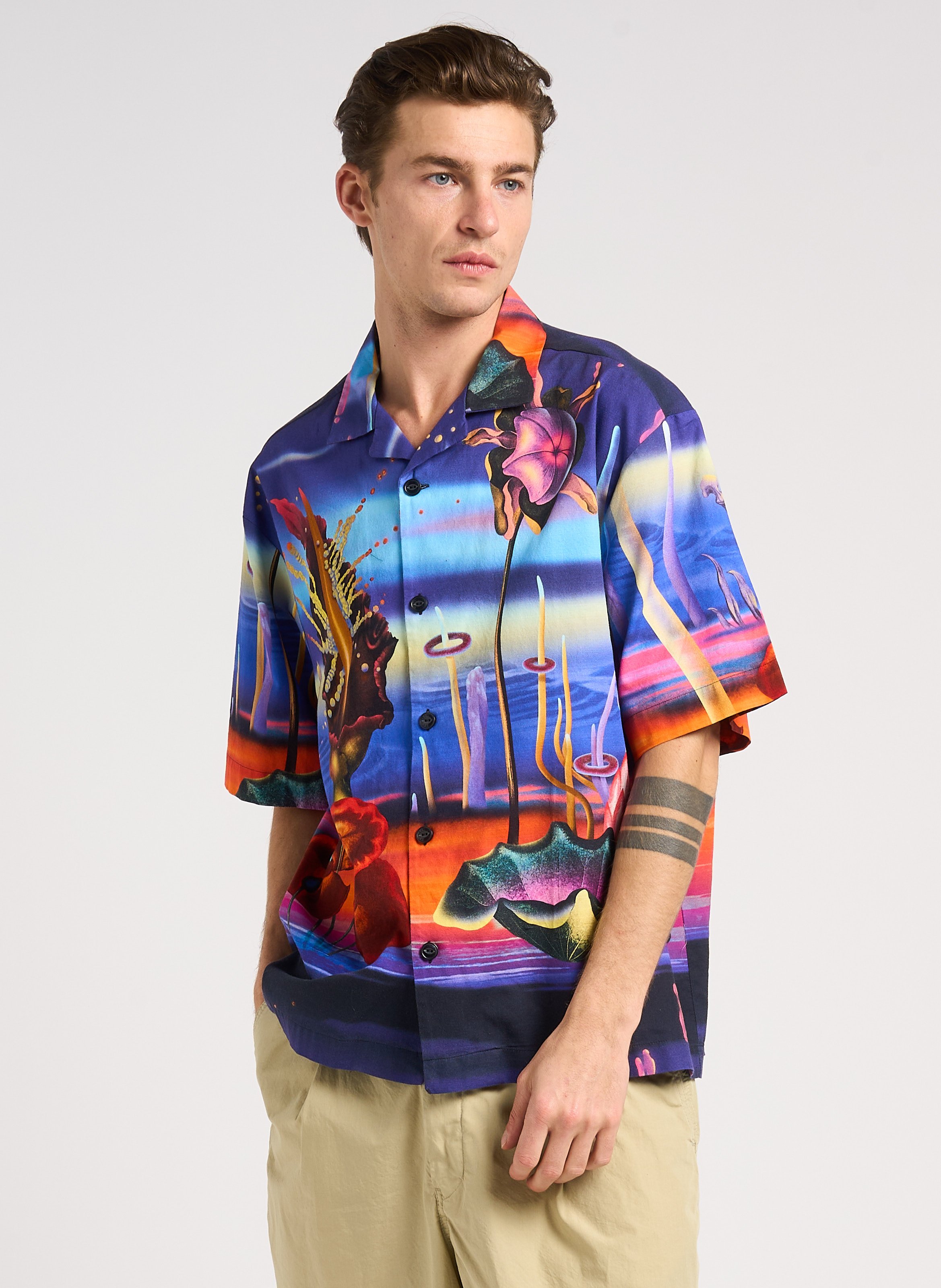 Short-sleeved printed cotton shirt EDWIN Multicolored