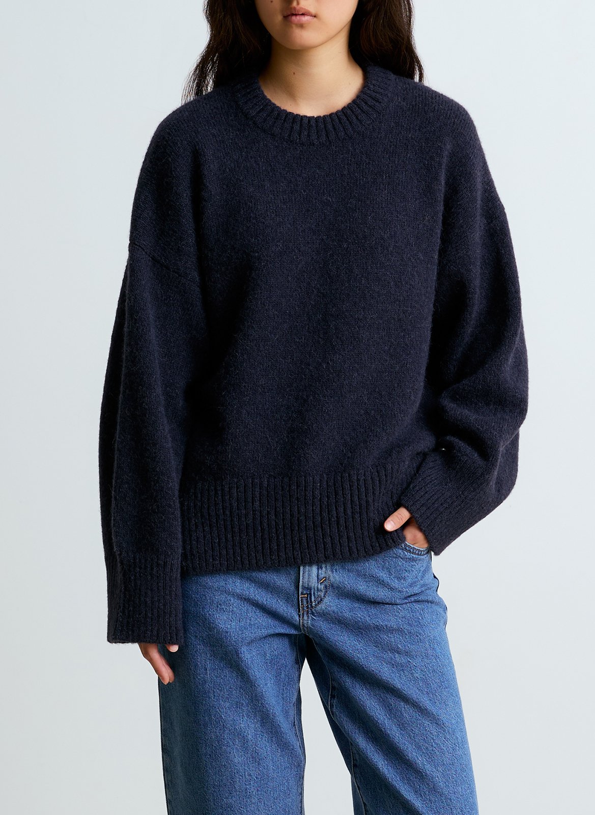 Pull ample col rond en mohair mélangé SURPRISE