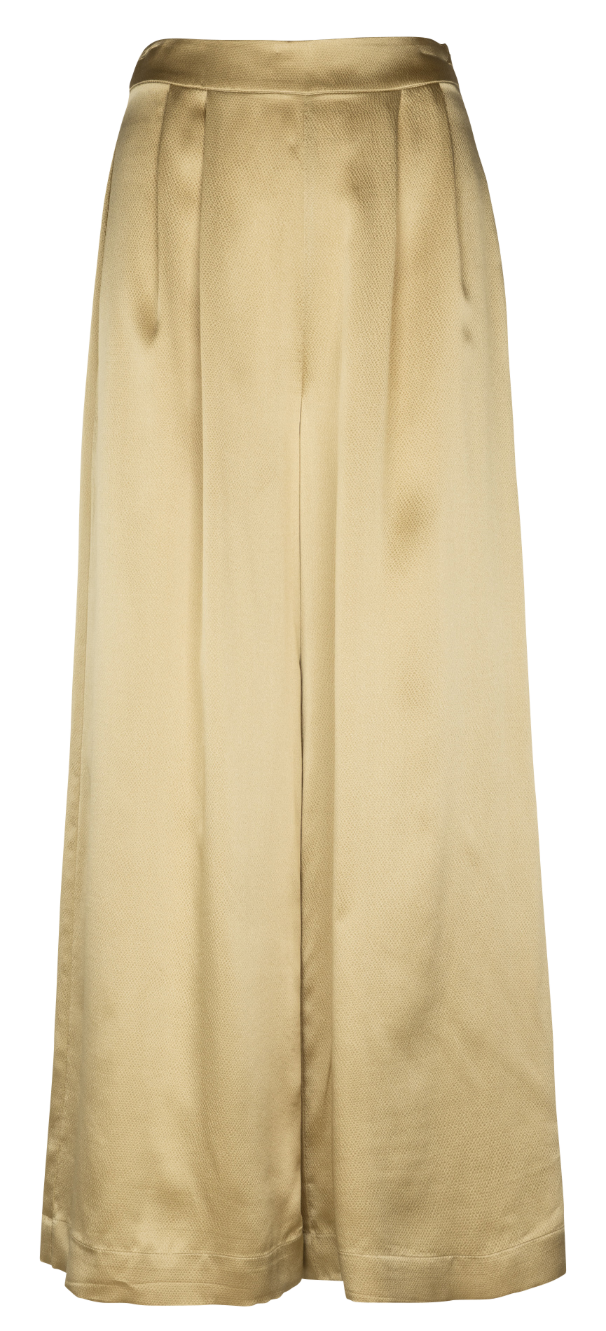 Wijde, zijden broek met hoge taille en ceintuur KARMA KOMA Beige