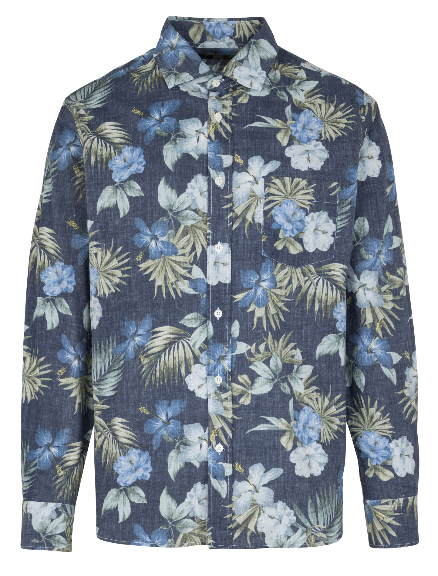 Straight printed cotton shirt HARTFORD Blue