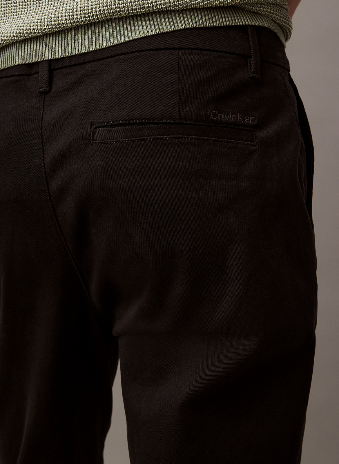 Pantalon droit en coton mélangé CALVIN KLEIN Noir