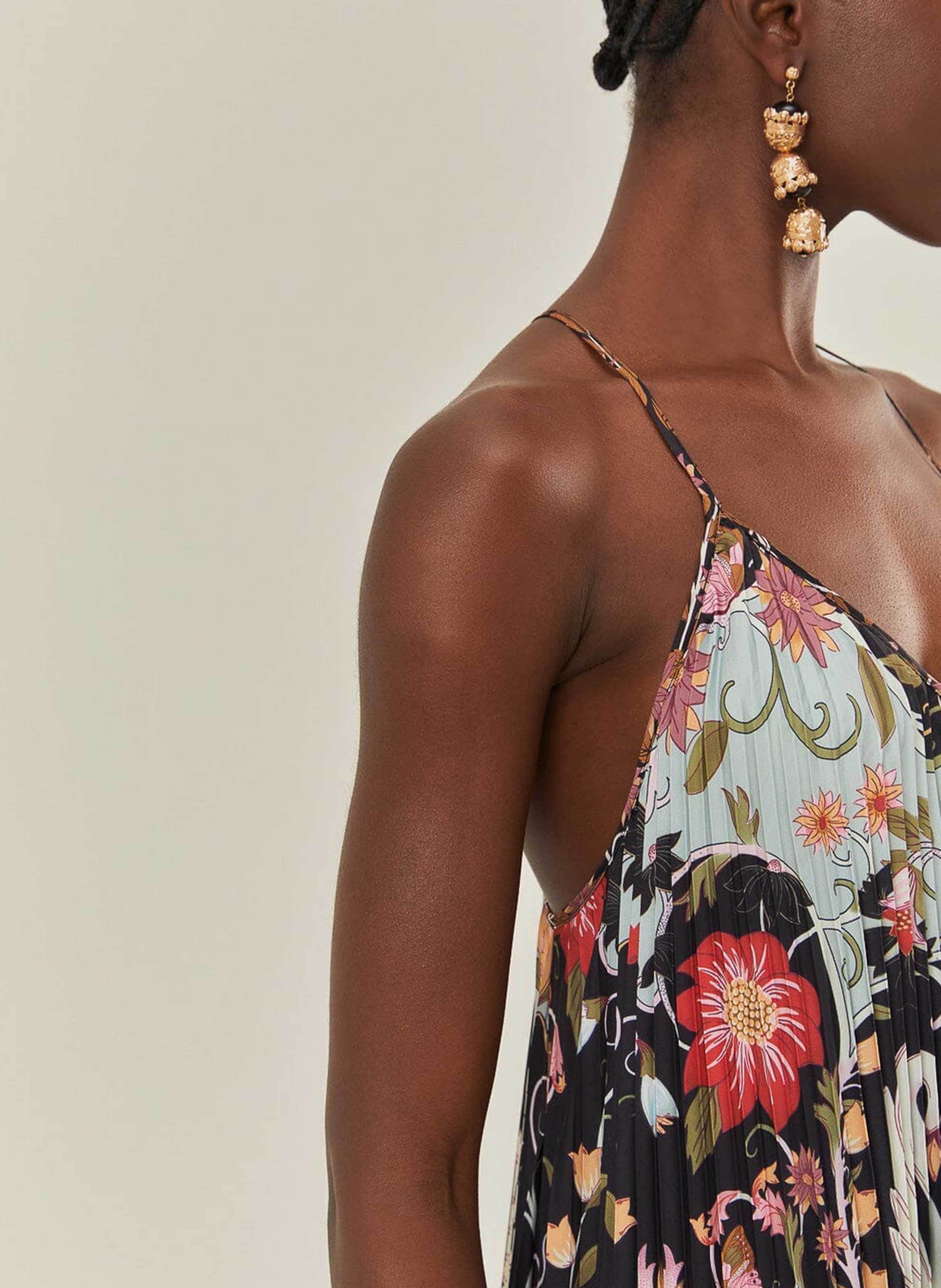 Robe midi col V imprimée FARM RIO Bleu