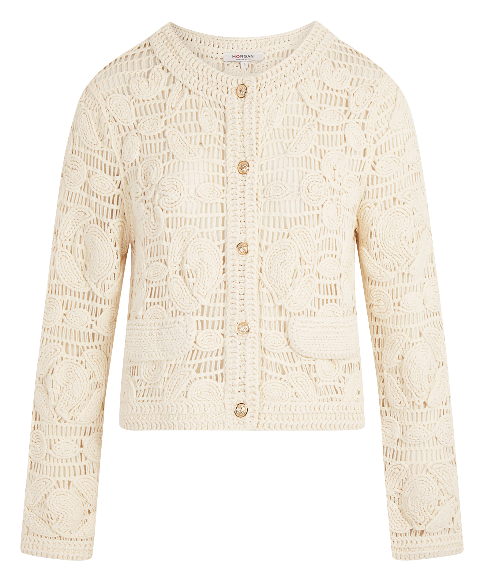 Gilet col rond en coton mélangé MORGAN Beige