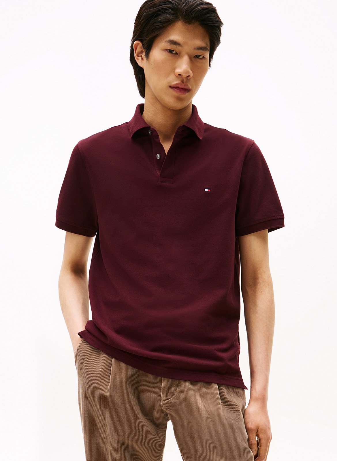 Regular-fit organic cotton-blend polo shirt TOMMY HILFIGER Plums