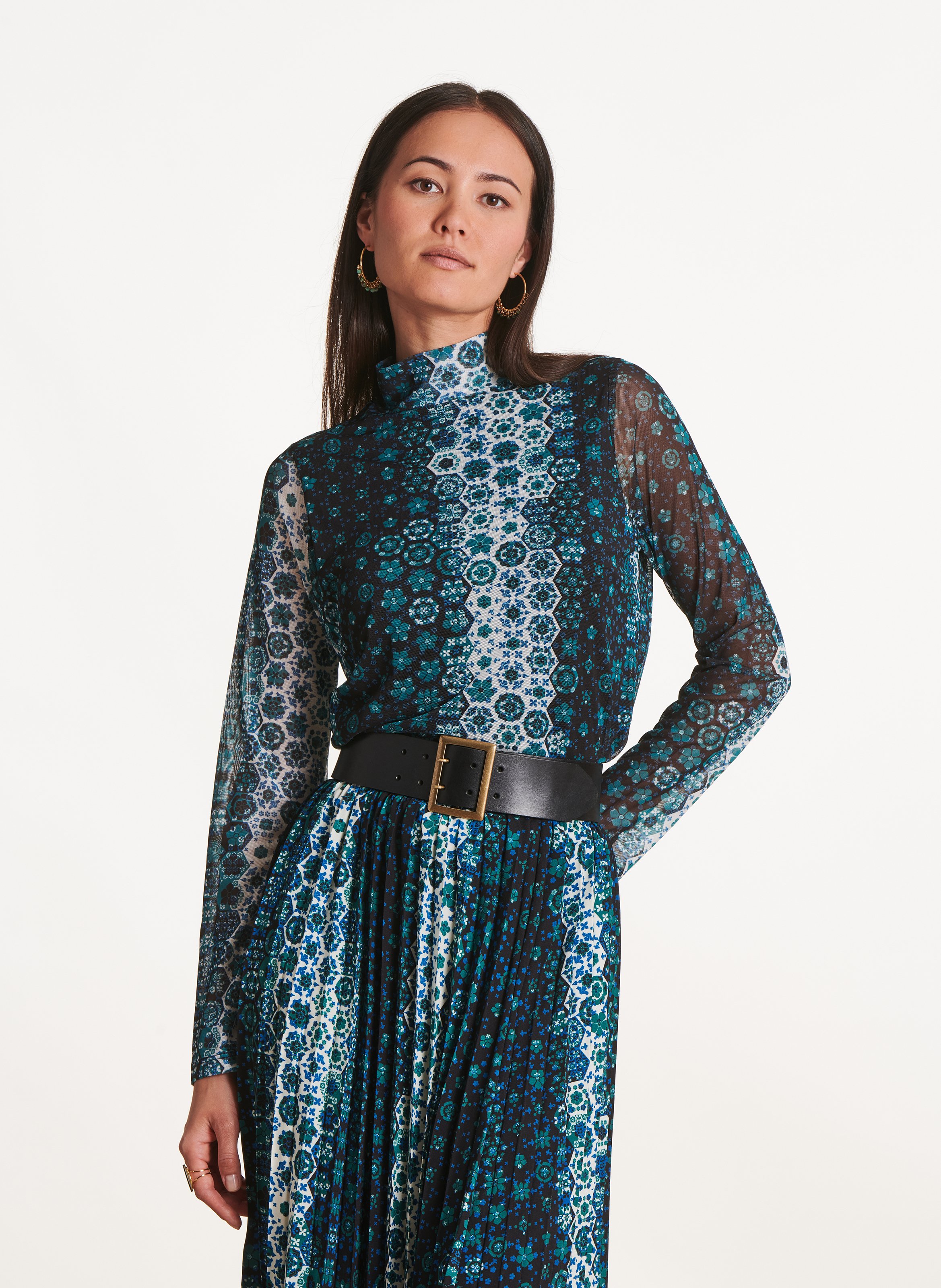 Fitted high neck top LA FEE MARABOUTEE Blue