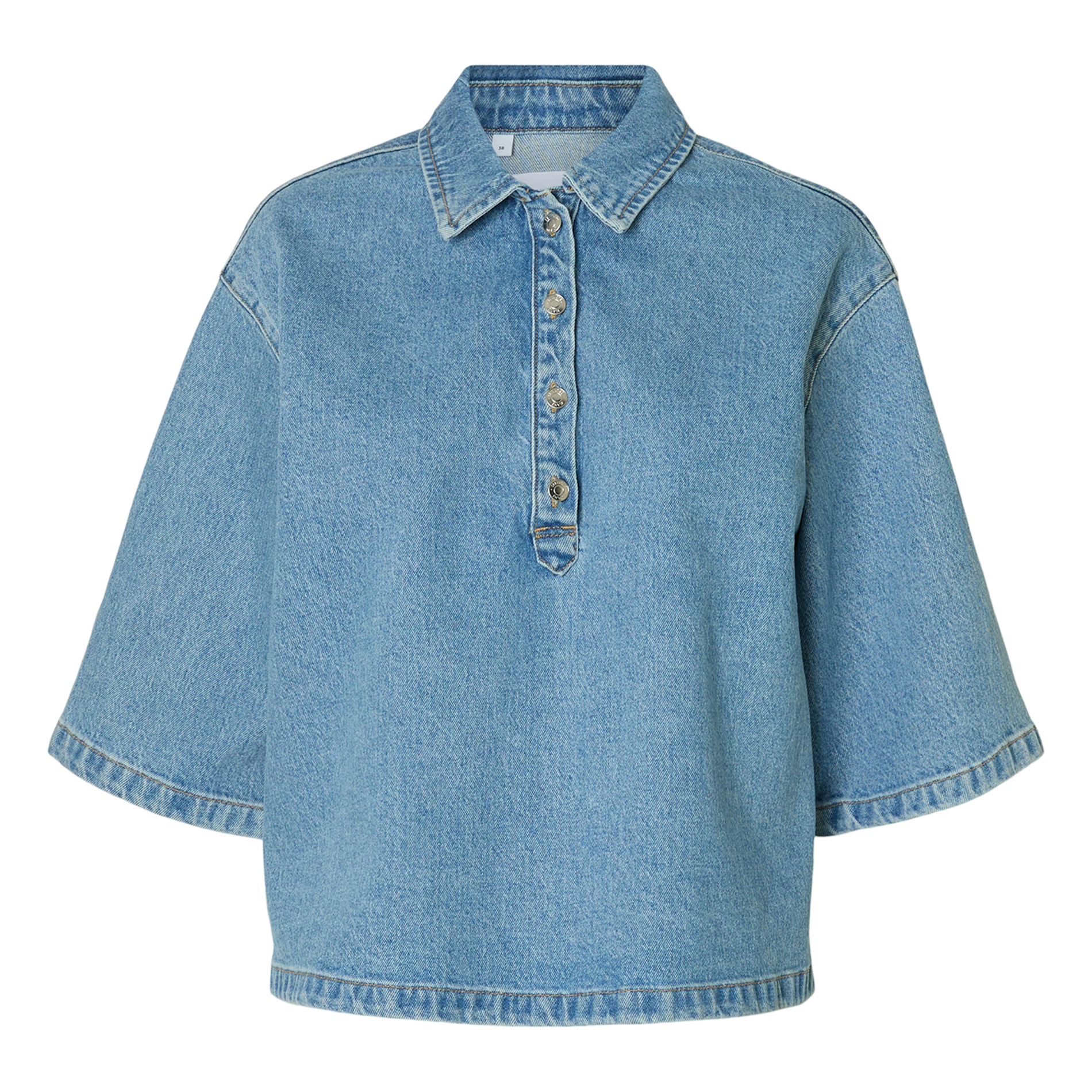 Top manches courtes en jean SELECTED Bleu