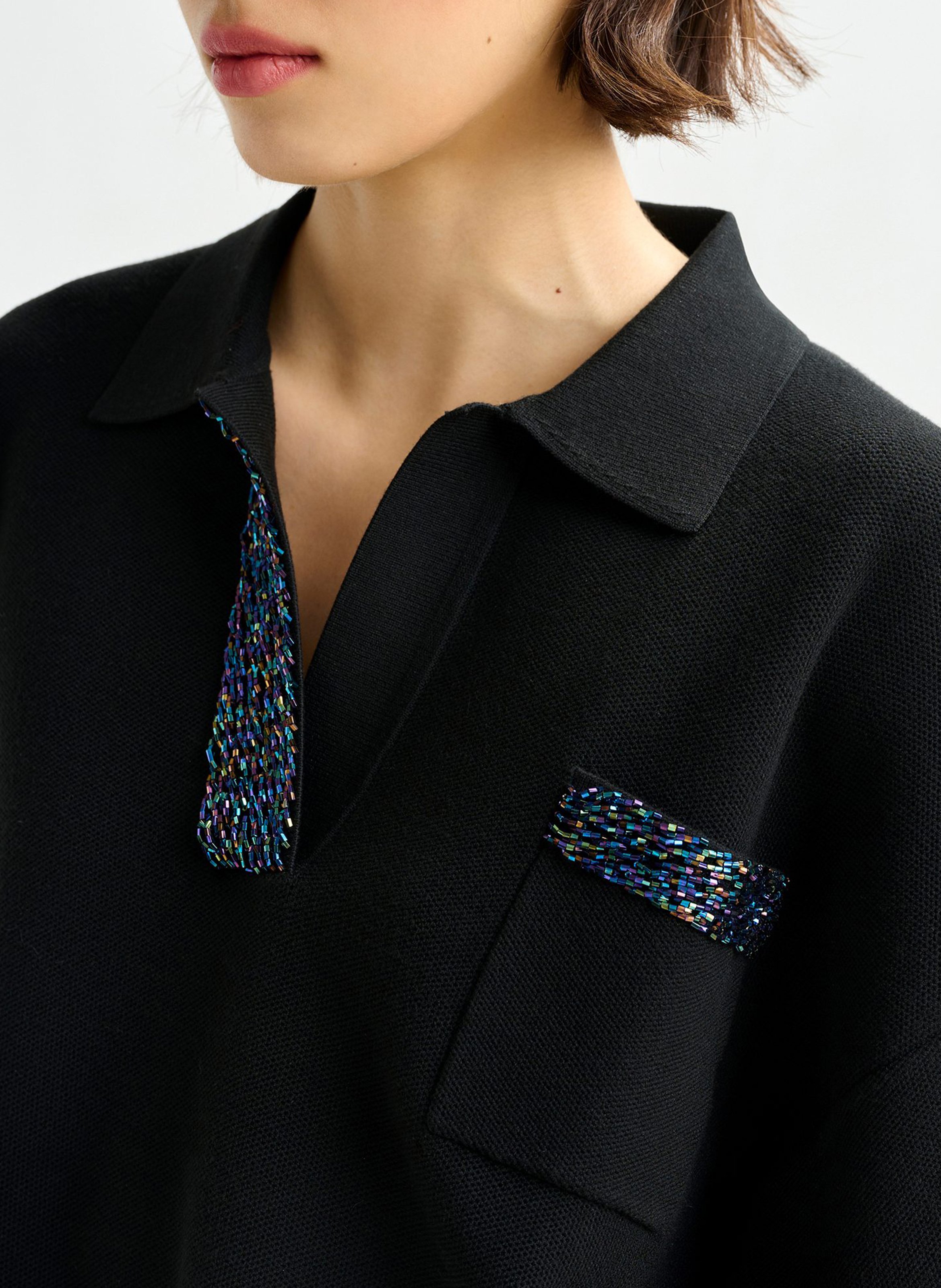 Haut col polo en maille ESSENTIEL ANTWERP Noir