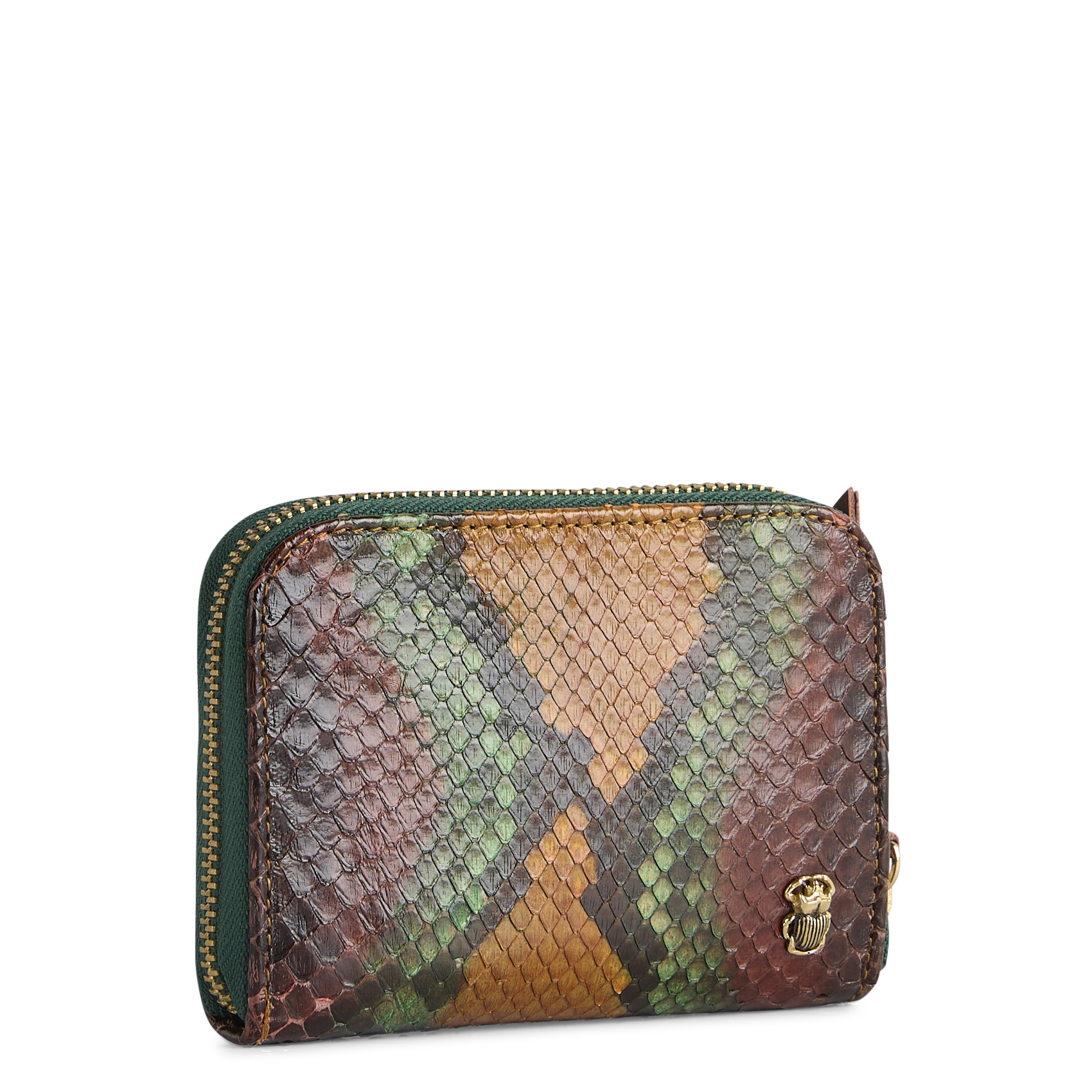 Porte-monnaie en cuir de python mélangé CLARIS VIROT Marron