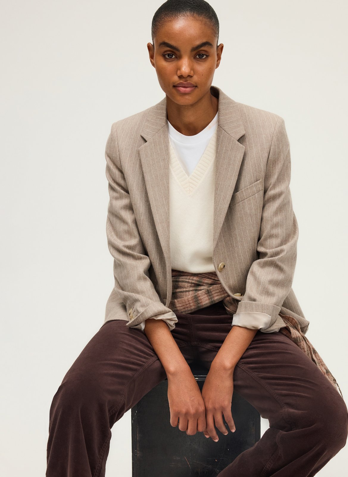 Straight Striped Tailored Jacket PABLO Beige