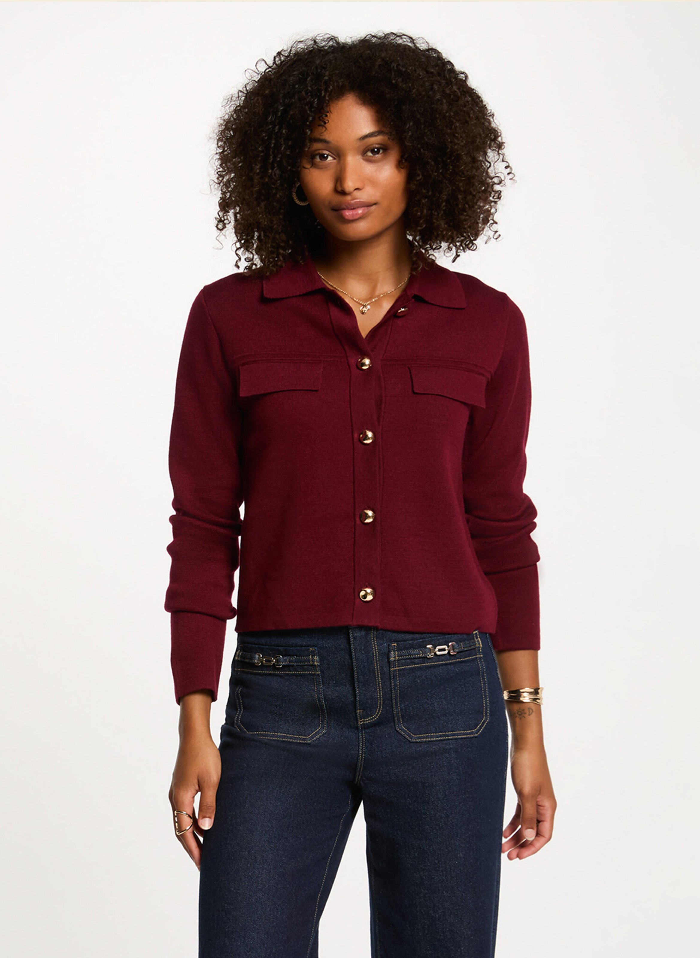 Cardigan with classic collar MORGAN Red