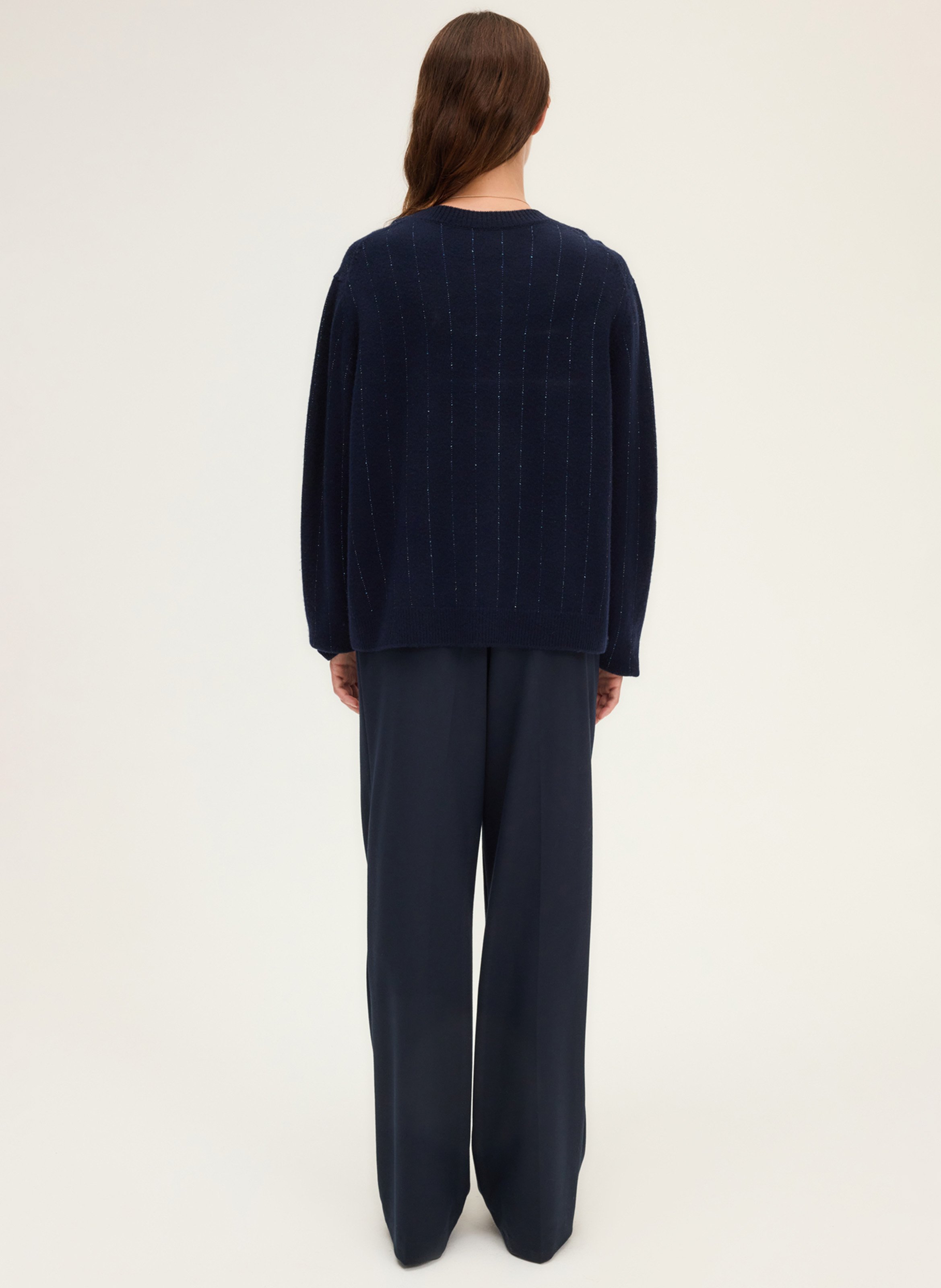 Pull col rond en laine  PABLO Bleu